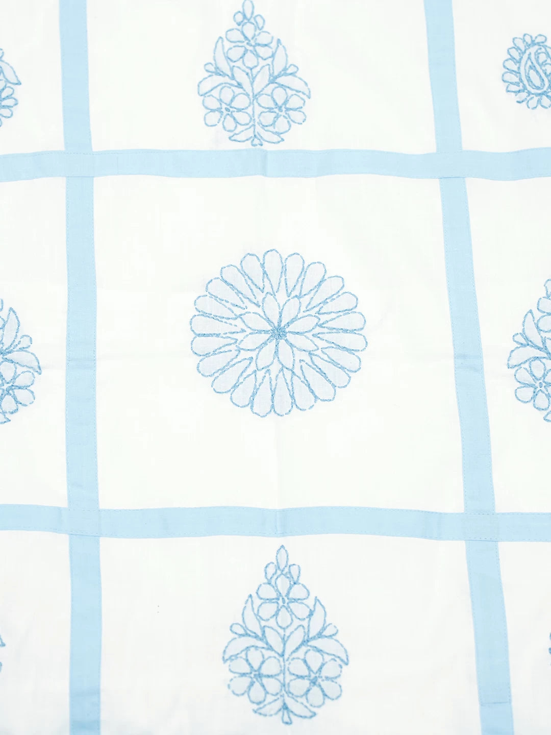 Ada Hand Embroidered White Cotton Lucknowi Chikankari Cushion Cover 01A466413