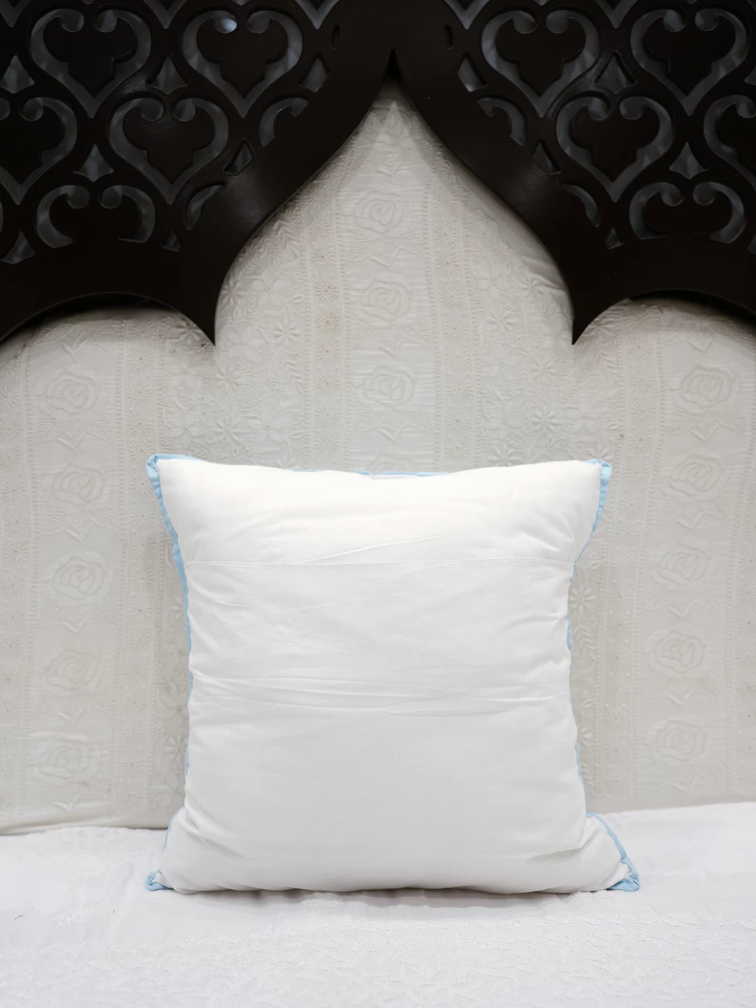 Ada Hand Embroidered White Cotton Lucknowi Chikankari Cushion Cover 01A466418