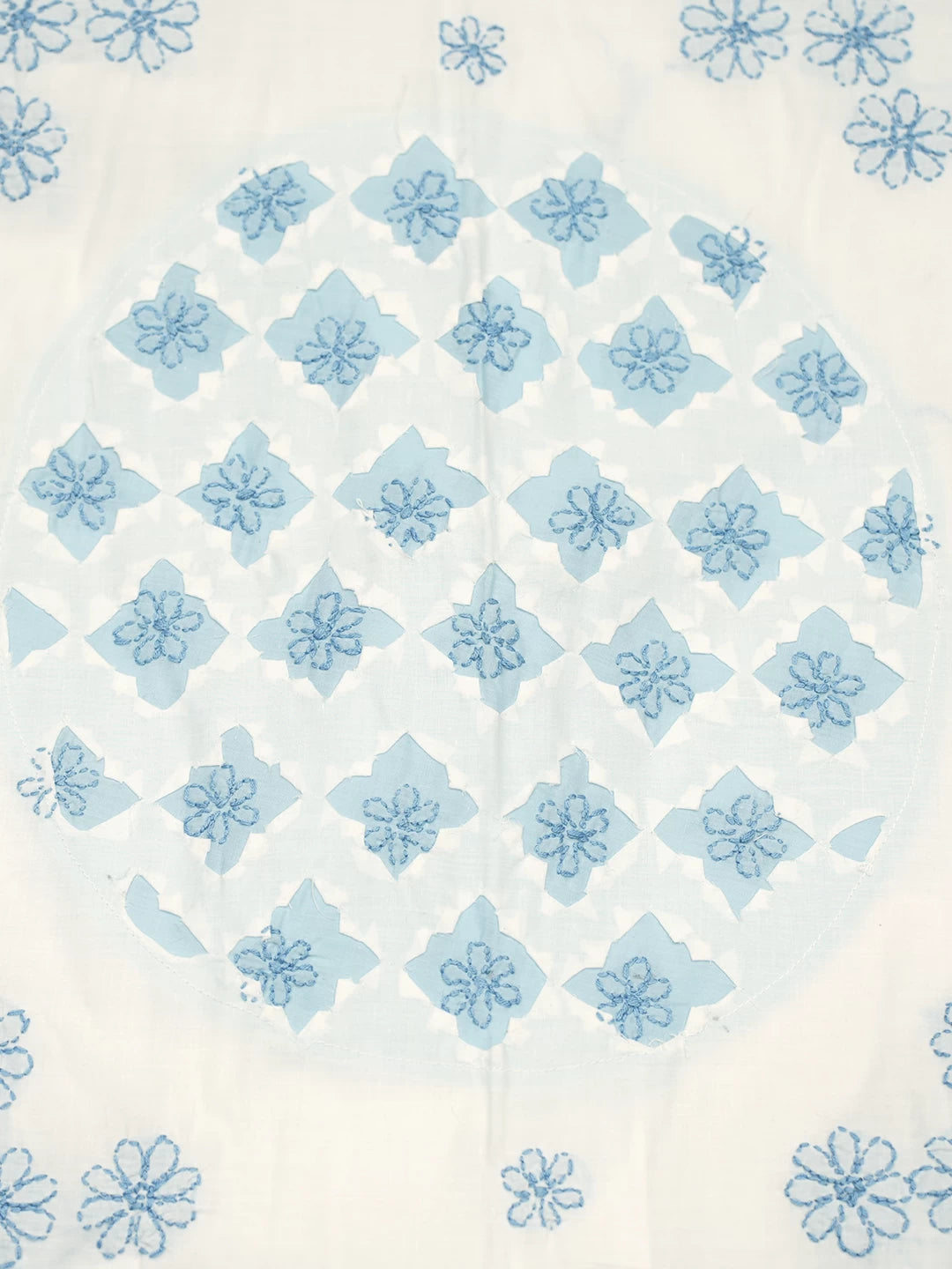 Ada Hand Embroidered White Cotton Lucknowi Chikankari Cushion Cover 01A466418