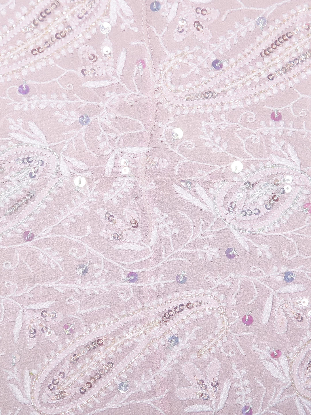 Ada Hand Embroidered Onion Pink Pure Georgette Lucknowi Chikankari Pouch With Pearl Work 01A498906