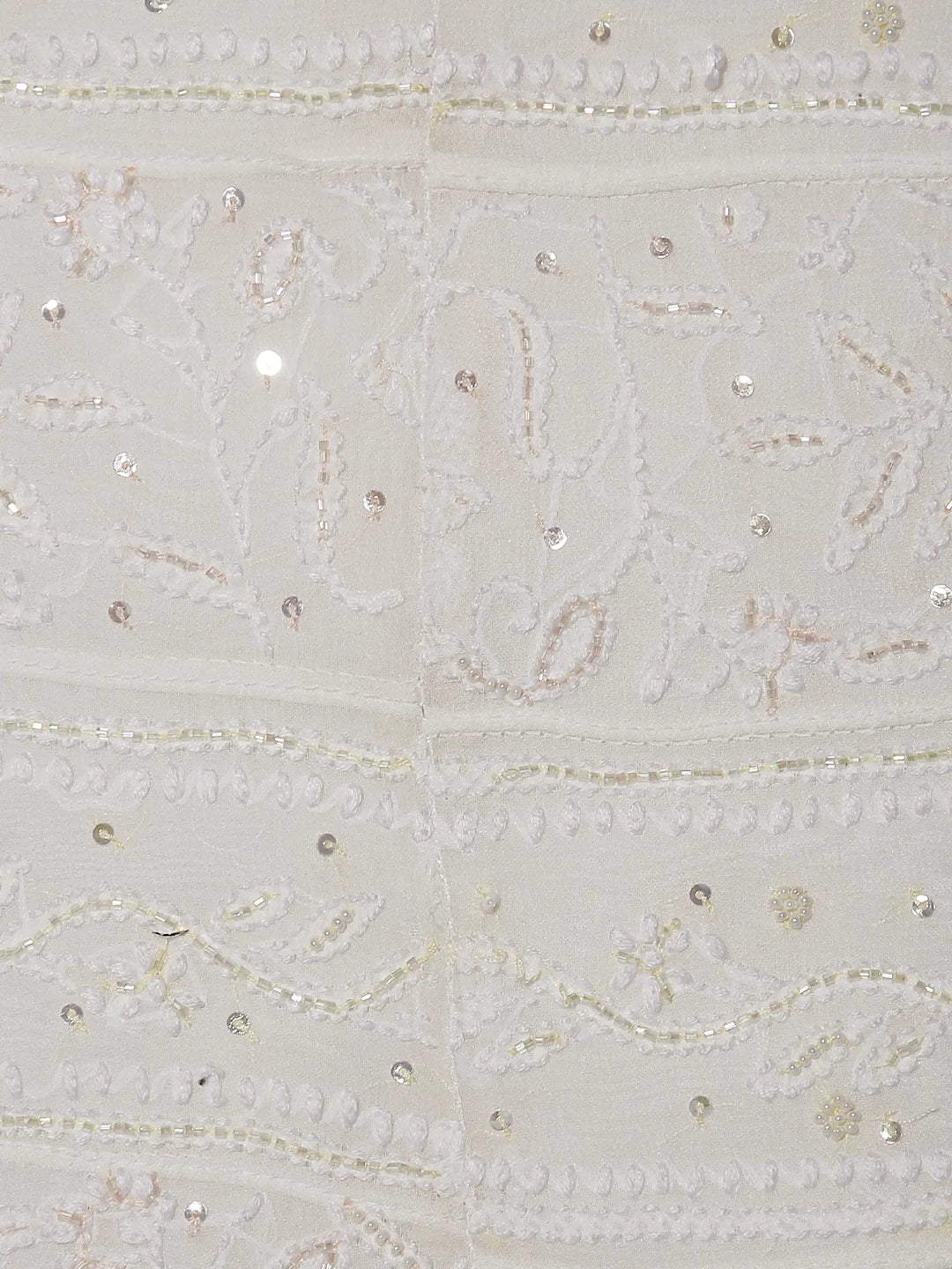 Ada Hand Embroidered Off White Viscose Georgette Lucknowi Chikankari Pouch With Pearl Work 01A513035