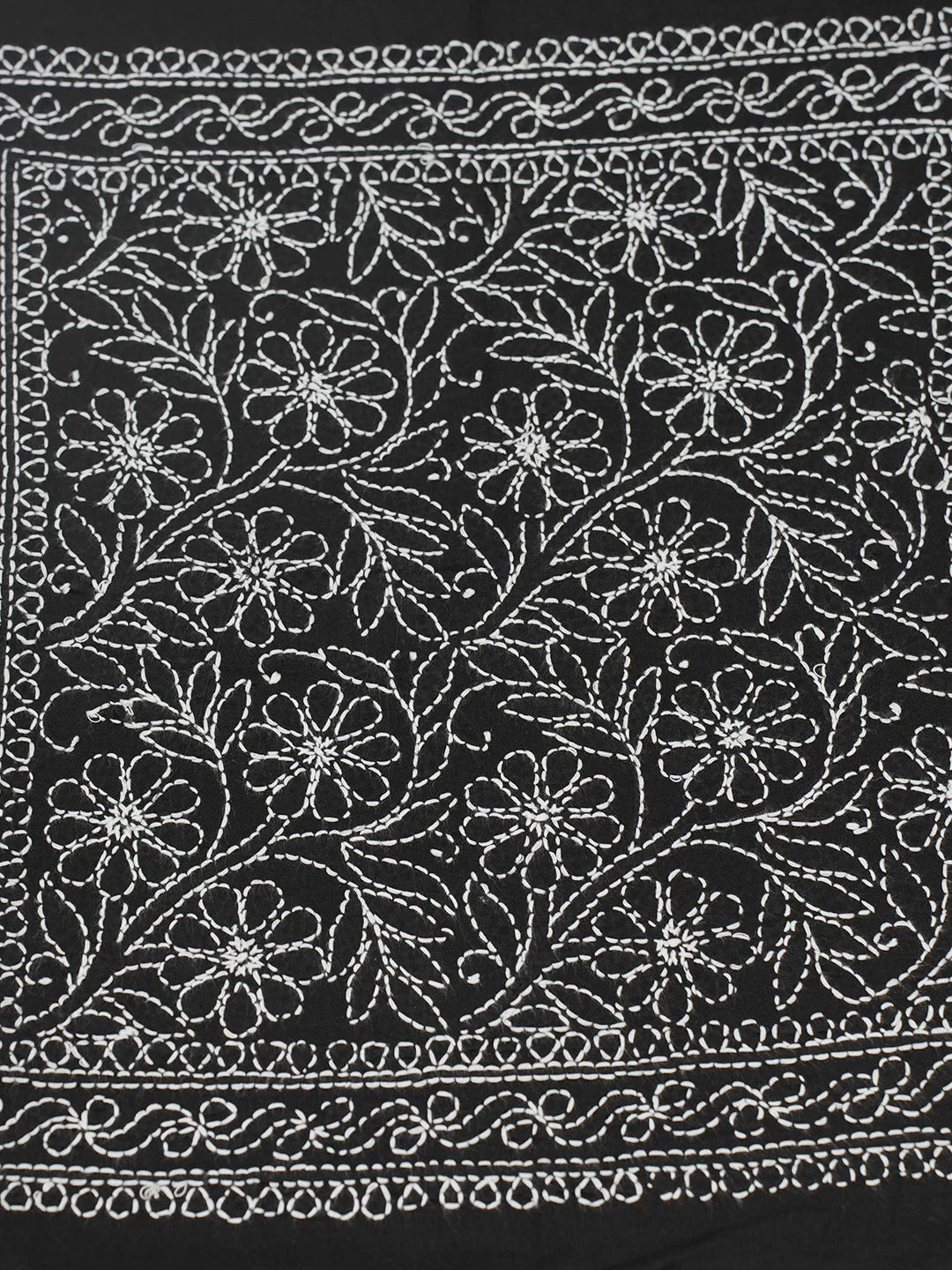 Ada Hand Embroidered Black Cotton Lucknowi Chikankari Cushion Cover 01A449778