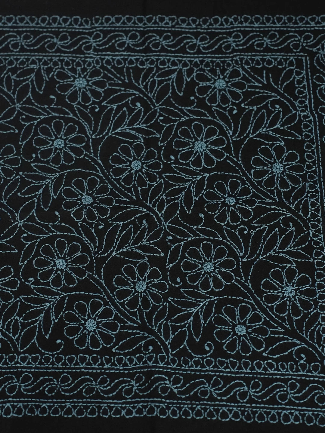 Ada Hand Embroidered Black Cotton Lucknowi Chikankari Cushion Cover 01A449753