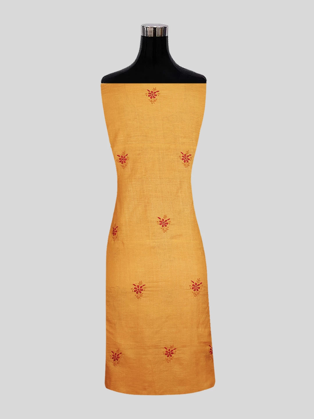 Ada Hand Embroidered Mustard And Pink Silk Lucknowi Chikankari Unstitched Suit Piece 01A517558