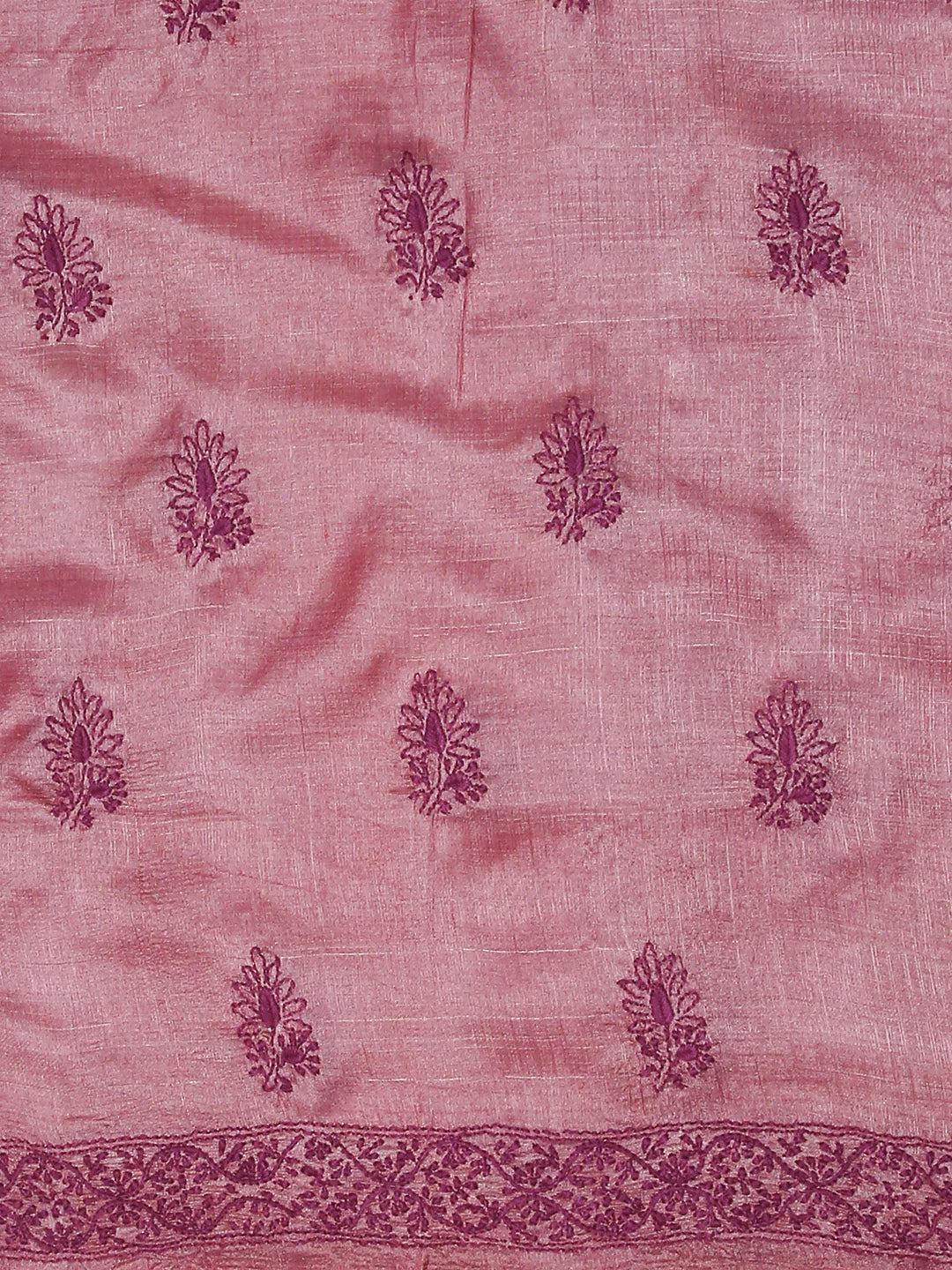 Ada Hand Embroidered Brink Pink Silk Lucknowi Chikankari Unstitched Suit Piece 01A512090