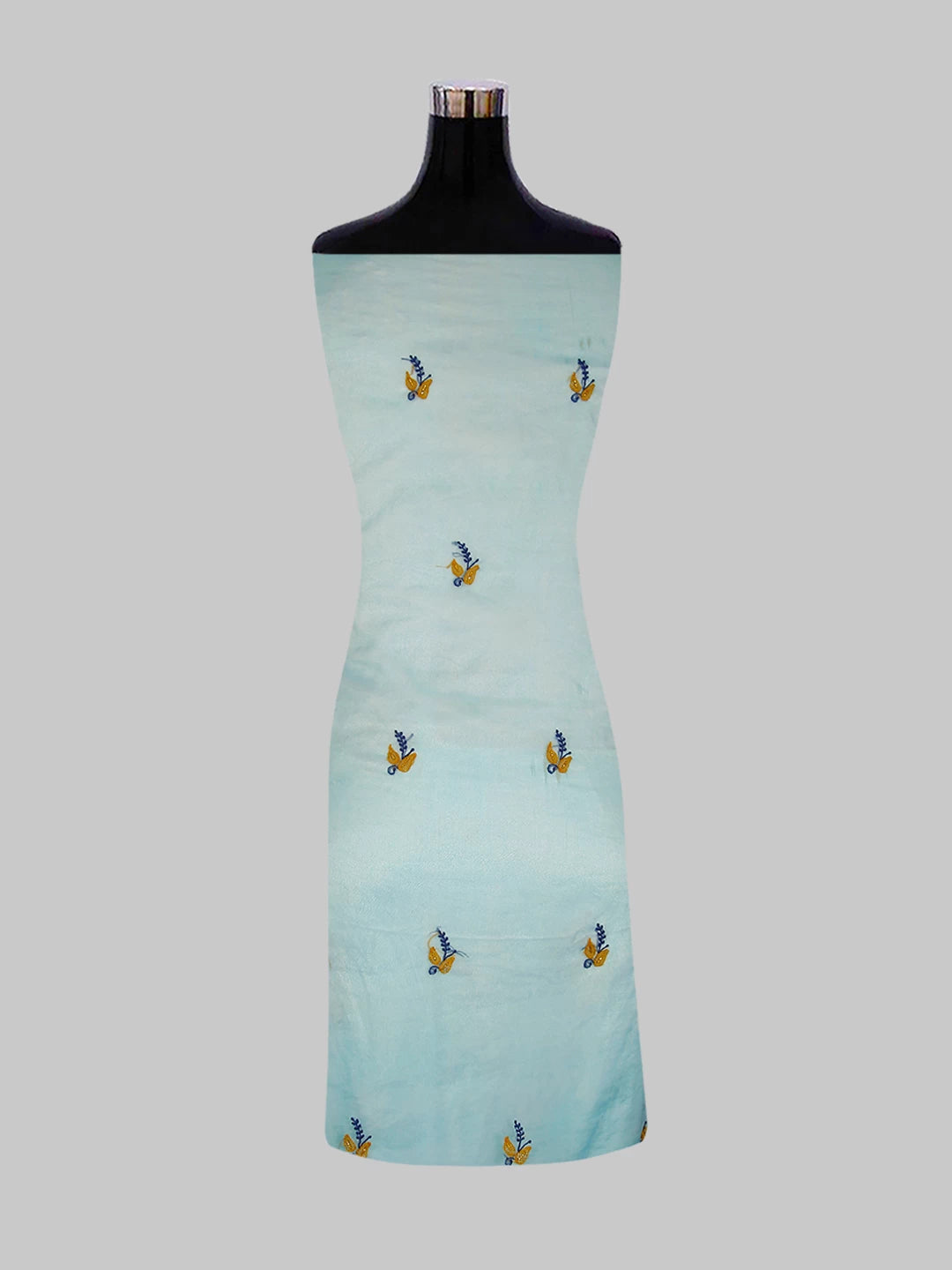 Ada Hand Embroidered Blue Organza Lucknowi Chikankari Unstitched Kurta Dupatta Set With Cutdana Work 01A103101