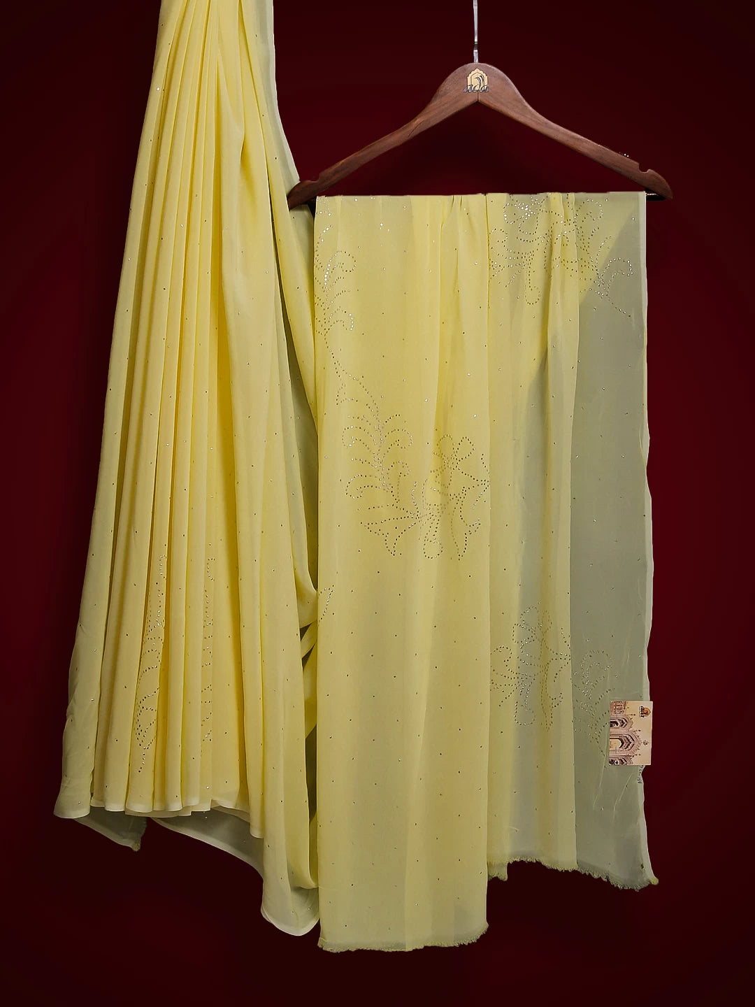 Ada Hand Embroidered Lemon Viscose  Georgette Lucknowi Chikankari Saree/Blouse With Muqaish Work A613126