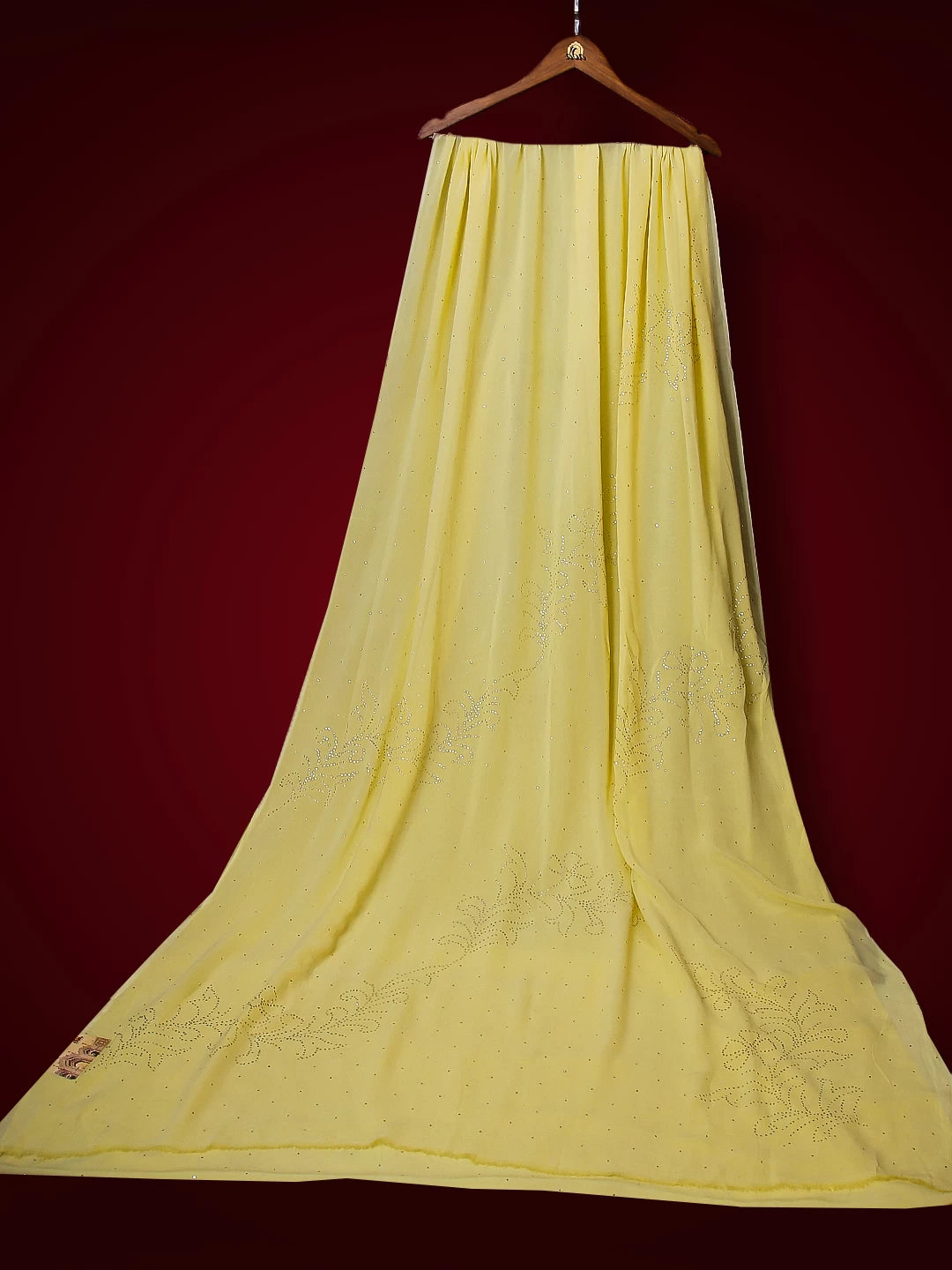 Ada Hand Embroidered Lemon Viscose  Georgette Lucknowi Chikankari Saree/Blouse With Muqaish Work A613126