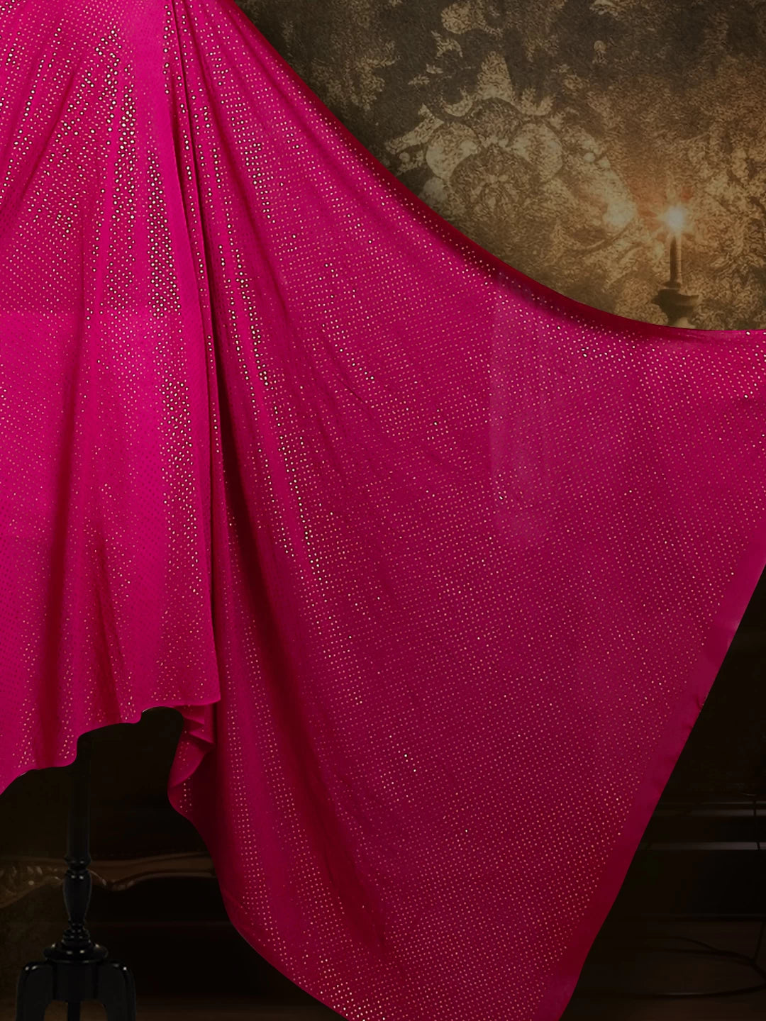 Ada Hand Embroidered Magenta Pure Georgette Lucknowi Chikankari Saree/Blouse With Muqaish Work 01A353792