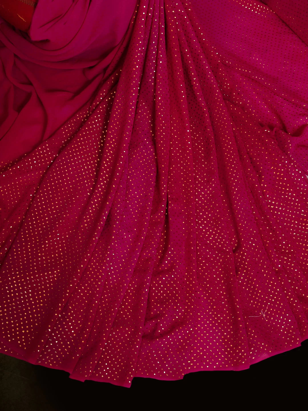 Ada Hand Embroidered Magenta Pure Georgette Lucknowi Chikankari Saree/Blouse With Muqaish Work 01A353792