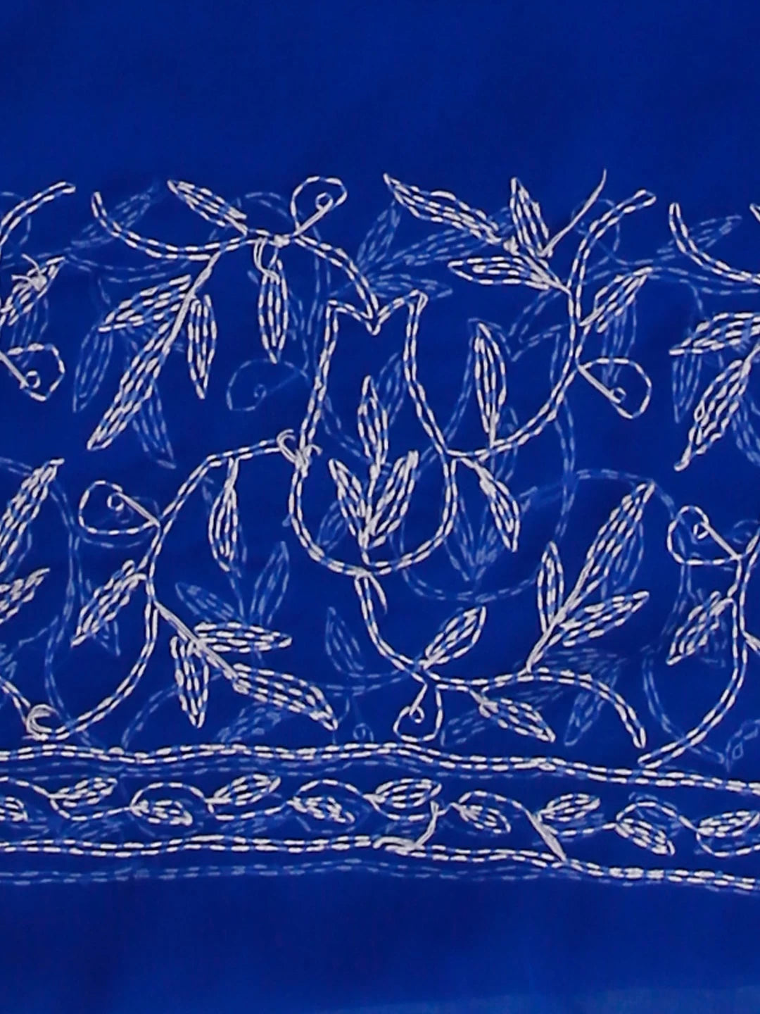 Ada Hand Embroidered Royal Blue Georgette Lucknowi Chikankari Saree With Blouse 01A523752
