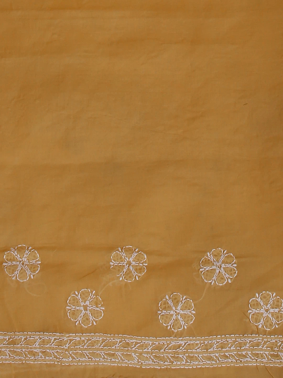 Ada Hand Embroidered Fawn Cotton Lucknowi Chikankari Saree With Blouse 01A525268
