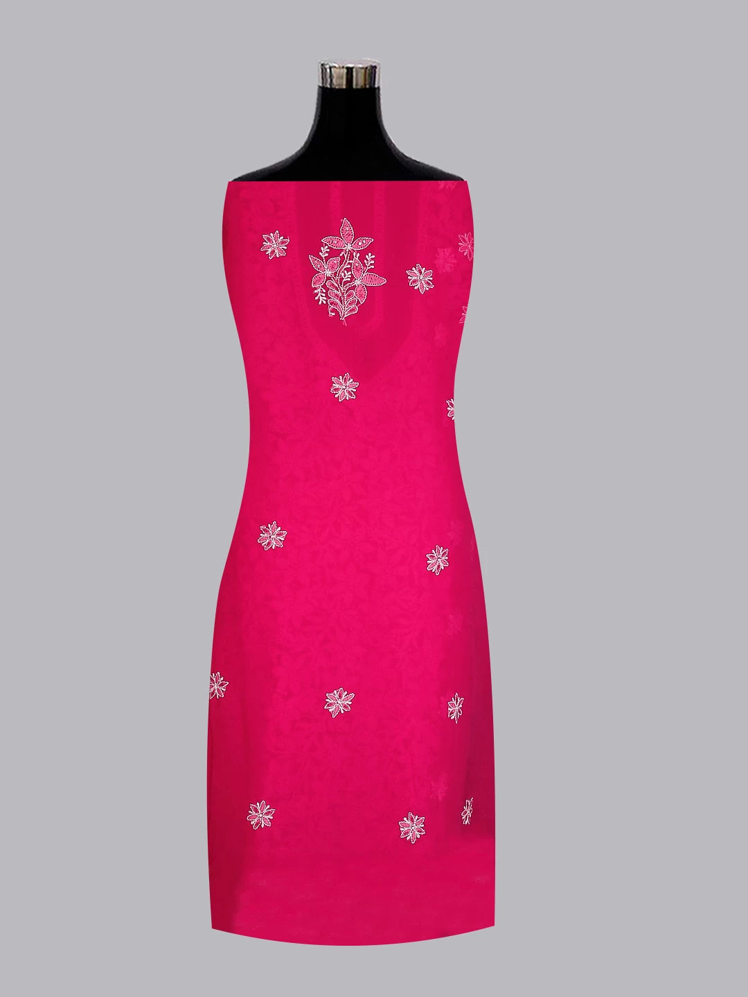Ada Hand Embroidered Magenta Georgette Lucknowi Chikankari Unstitched Suit Piece With Pearl Work 01A530658