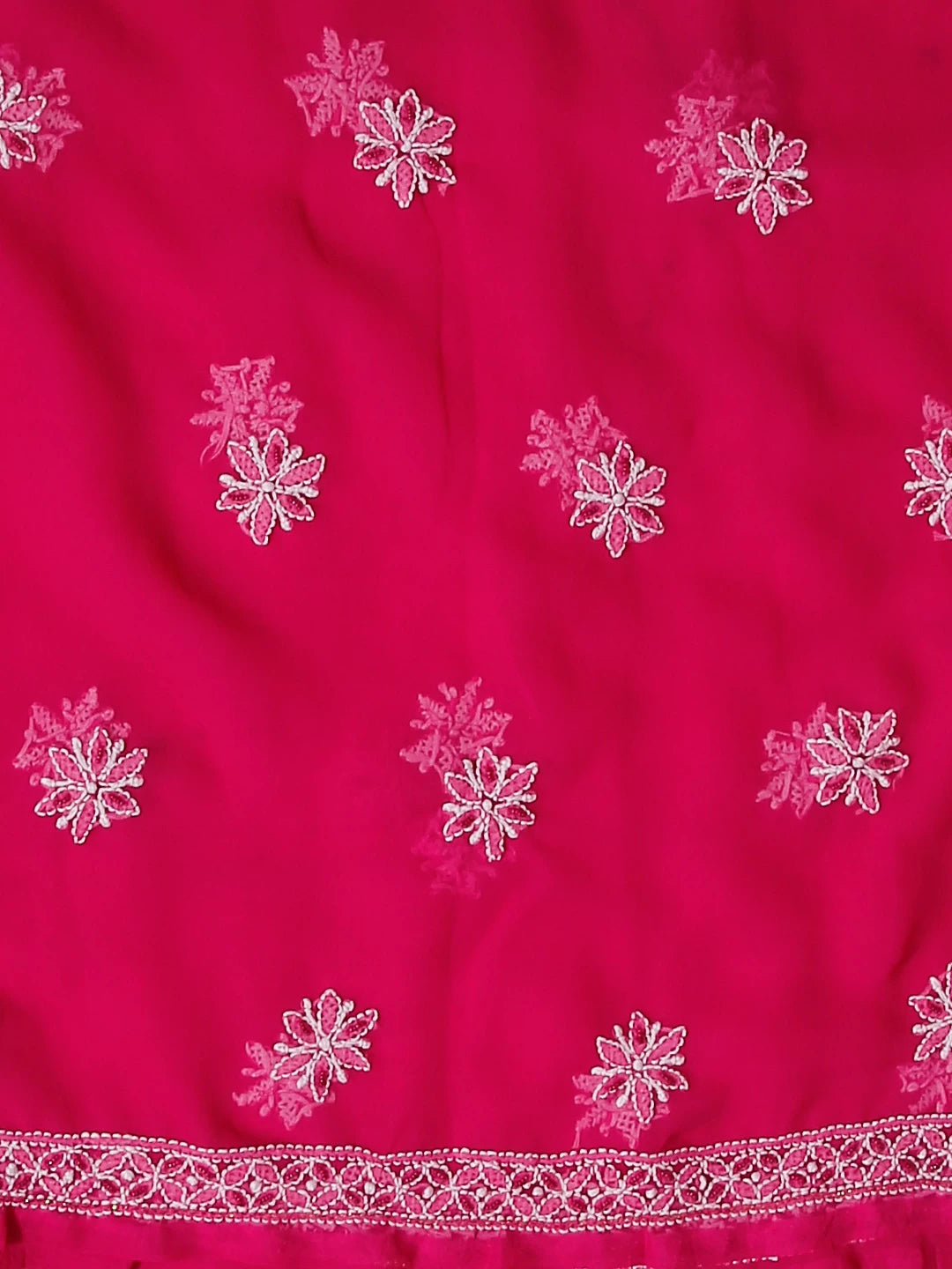 Ada Hand Embroidered Magenta Georgette Lucknowi Chikankari Unstitched Suit Piece With Pearl Work 01A530658