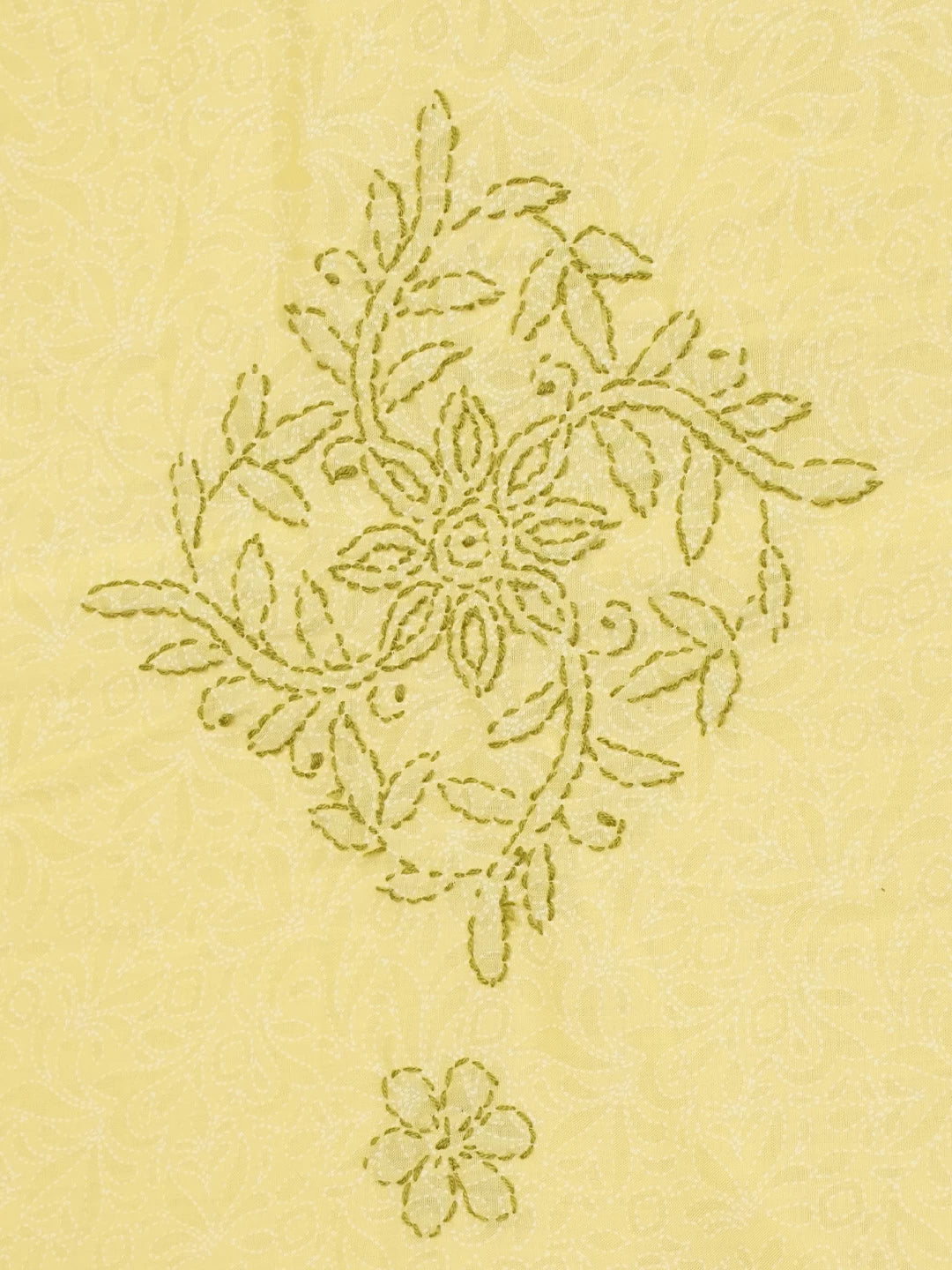 Ada Hand Embroidered Yellow Cotton Lucknowi Chikankari Bed Sheet With Pillow And Cushion Cover Set 01A492956