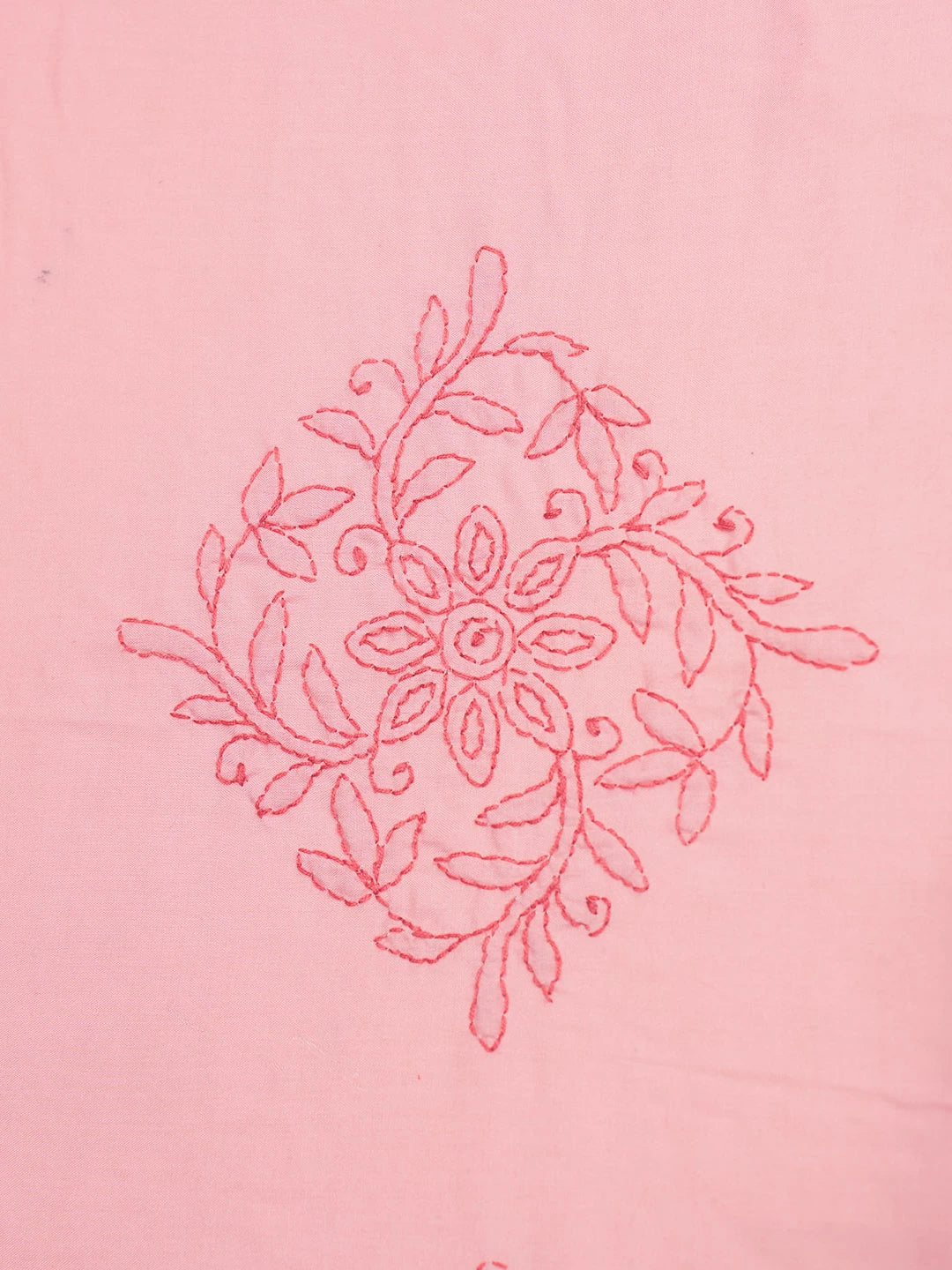 Ada Hand Embroidered Carrot Pink Cotton Lucknowi Chikankari Bed Sheet With Pillow Cover Set 01A492941
