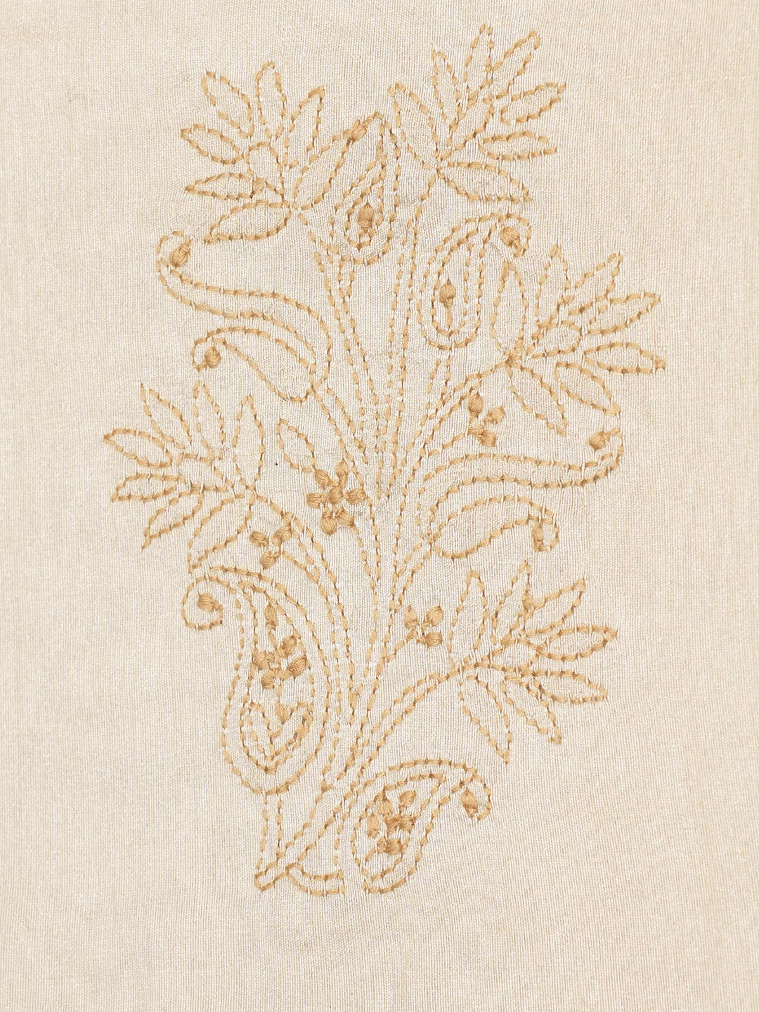 Ada Hand Embroidered Fawn Silk Lucknowi Chikankari Bed Sheet With Pillow And Cushion Cover Set 01A520106