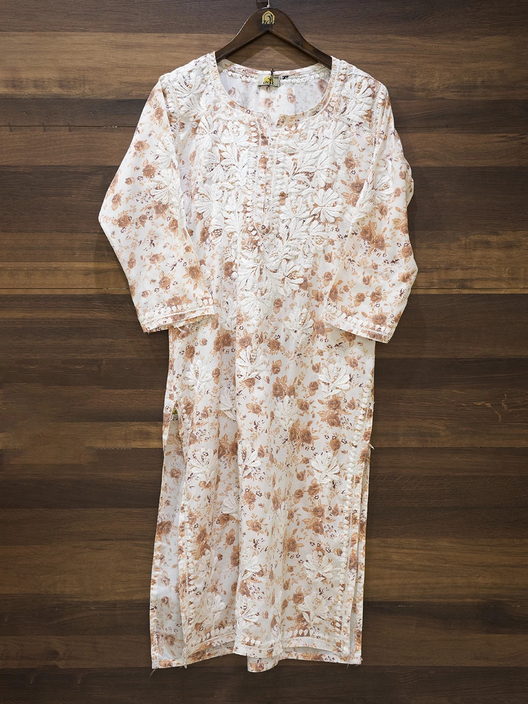Ada Hand Embroidered Peach cotton Lucknowi Chikankari Co-Ord Set A811253