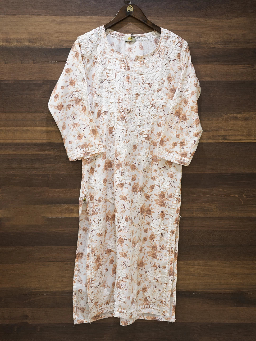Ada Hand Embroidered Peach cotton Lucknowi Chikankari Co-Ord Set A811253