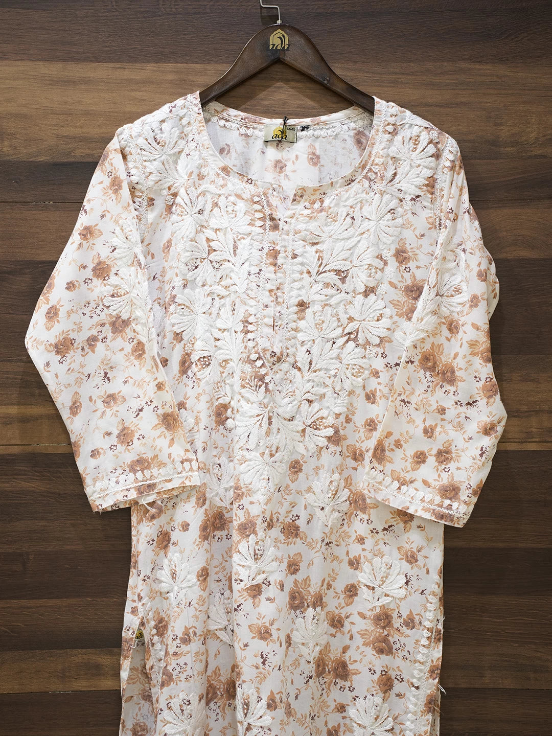Ada Hand Embroidered Peach cotton Lucknowi Chikankari Co-Ord Set A811253