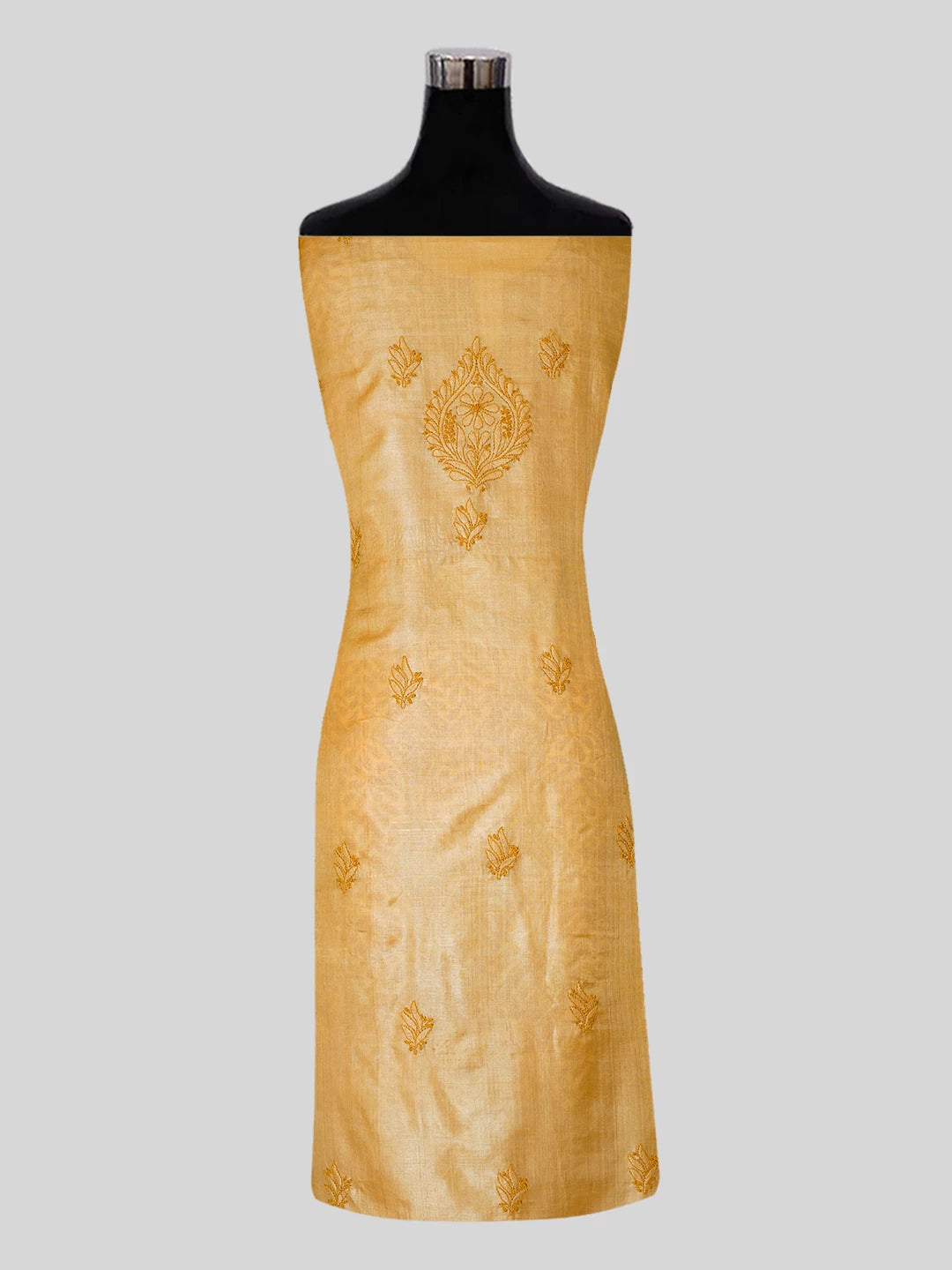 Ada Hand Embroidered Mustard Silk Lucknowi Chikankari Unstitched Suit Piece 01A526997