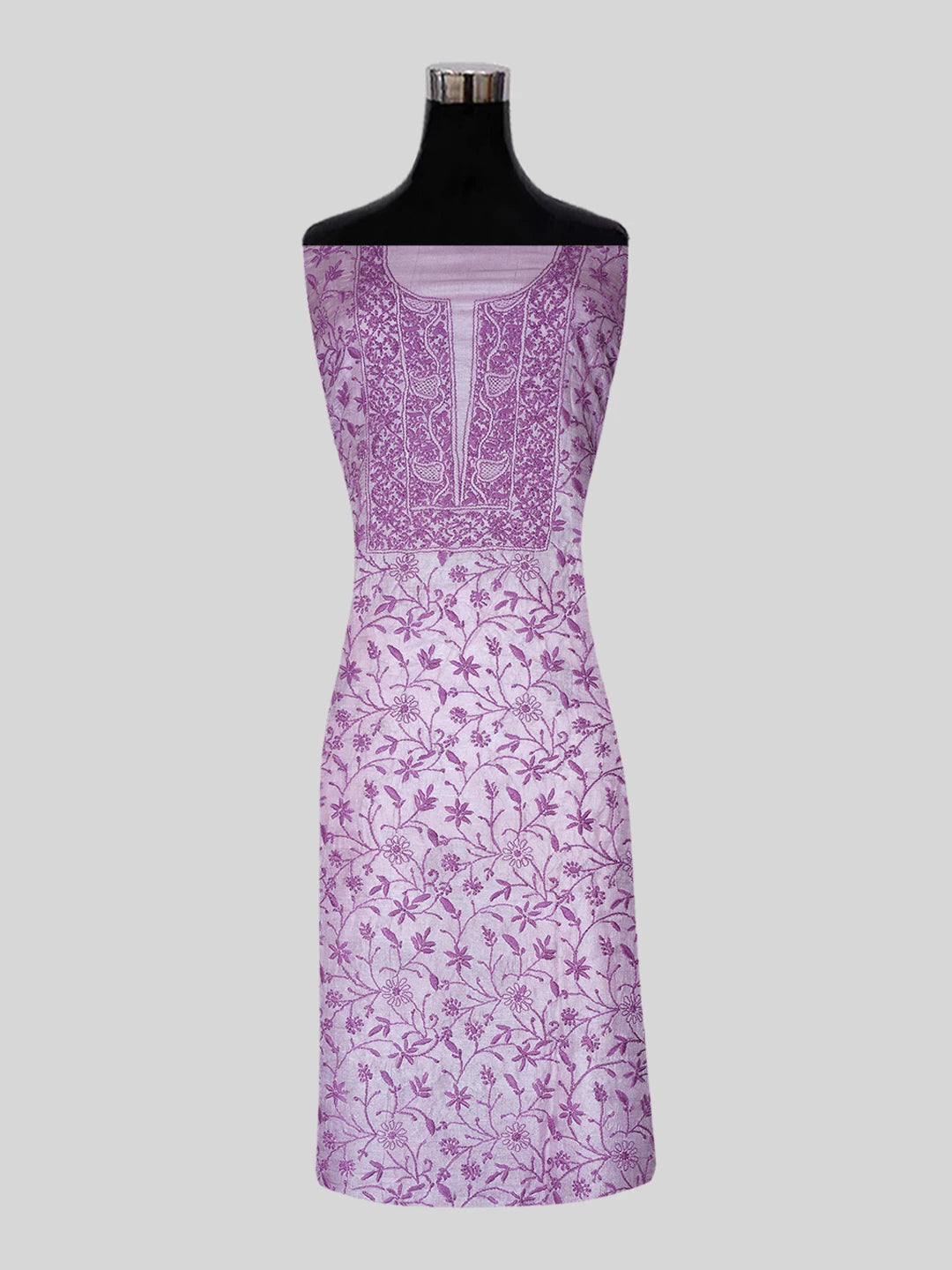 Ada Hand Embroidered Mauve Silk Lucknowi Chikankari Unstitched Suit Piece 01A511898