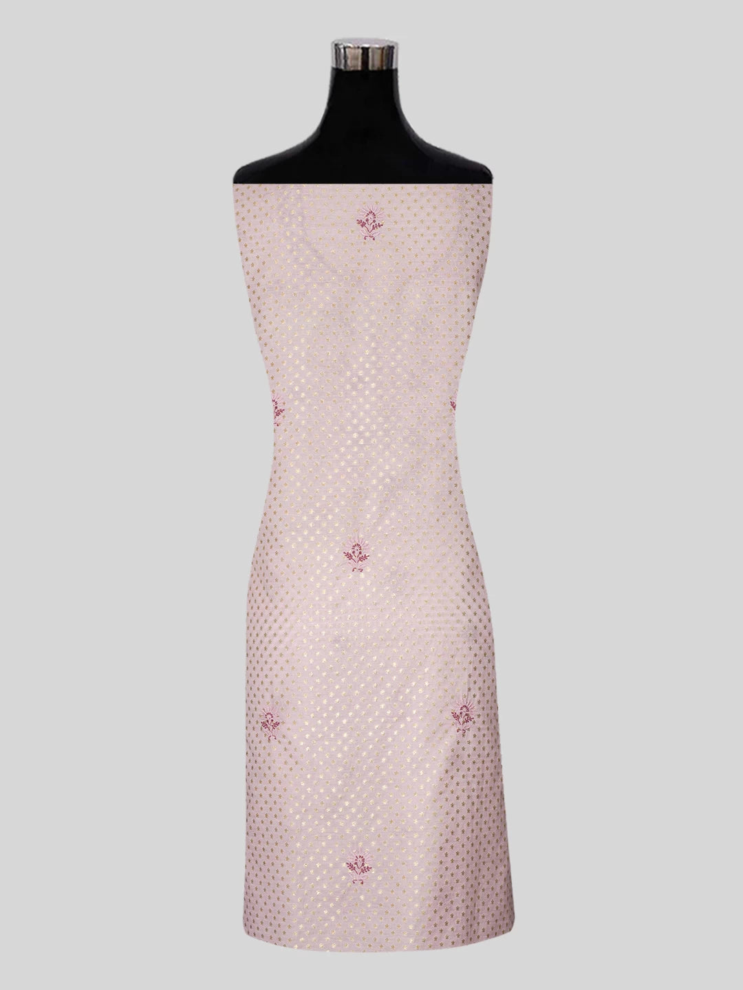 Ada Hand Embroidered Pink Chanderi Lucknowi Chikankari Unstitched Suit Piece 01A325555
