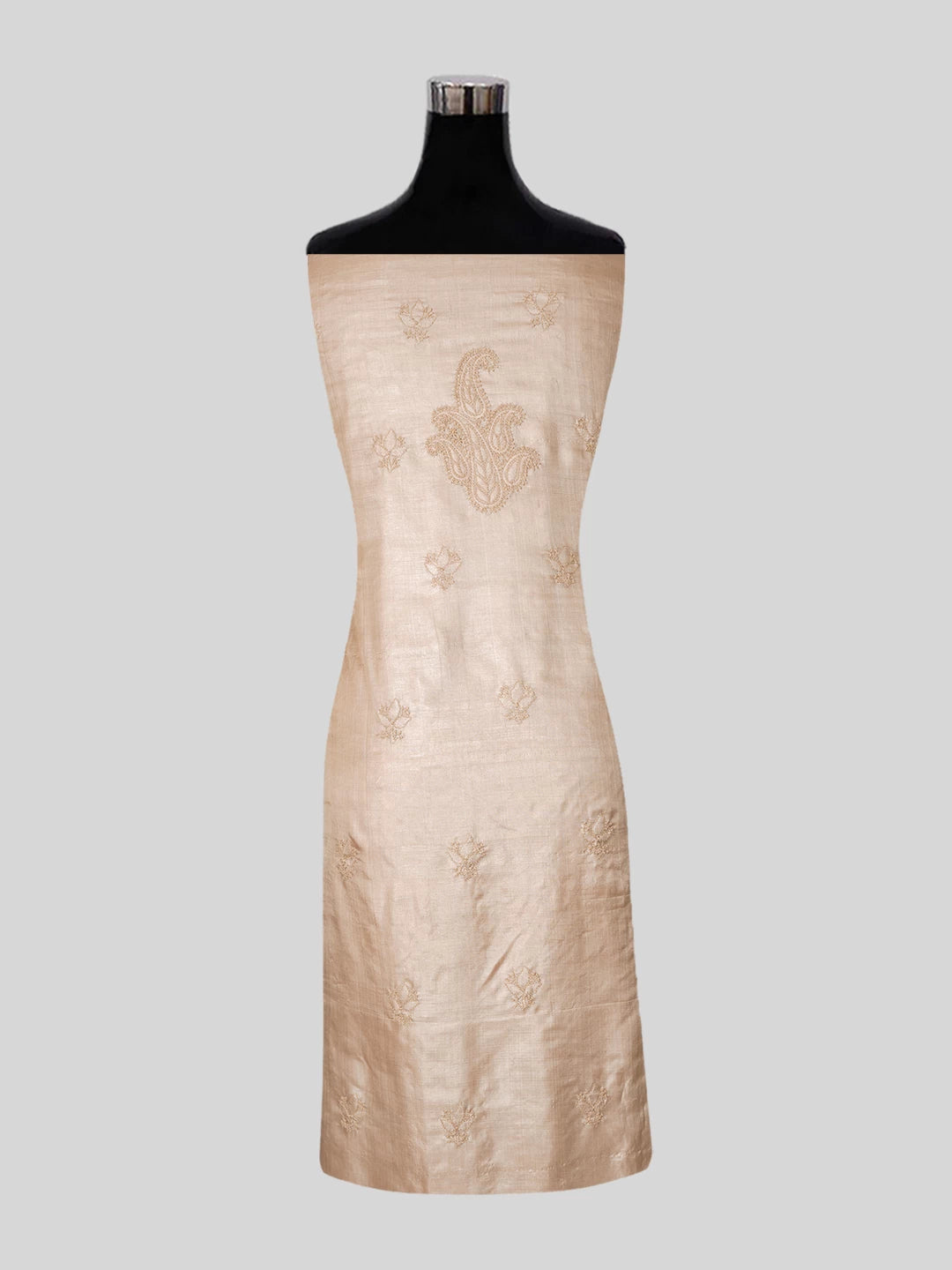 Ada Hand Embroidered Brown Silk Lucknowi Chikankari Unstitched Suit Piece 01A419021
