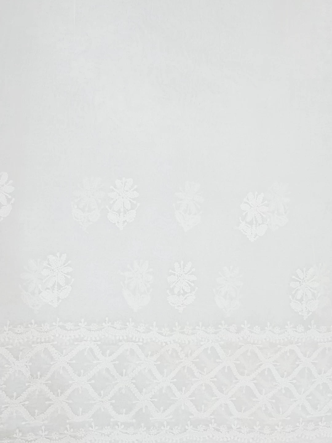 Ada Hand Embroidered Off White Organza Lucknowi Chikankari Saree With Blouse 01A516849