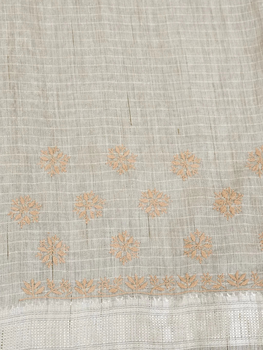 Ada Hand Embroidered Brown Tissue Lucknowi Chikankari Saree With Blouse 01A526562