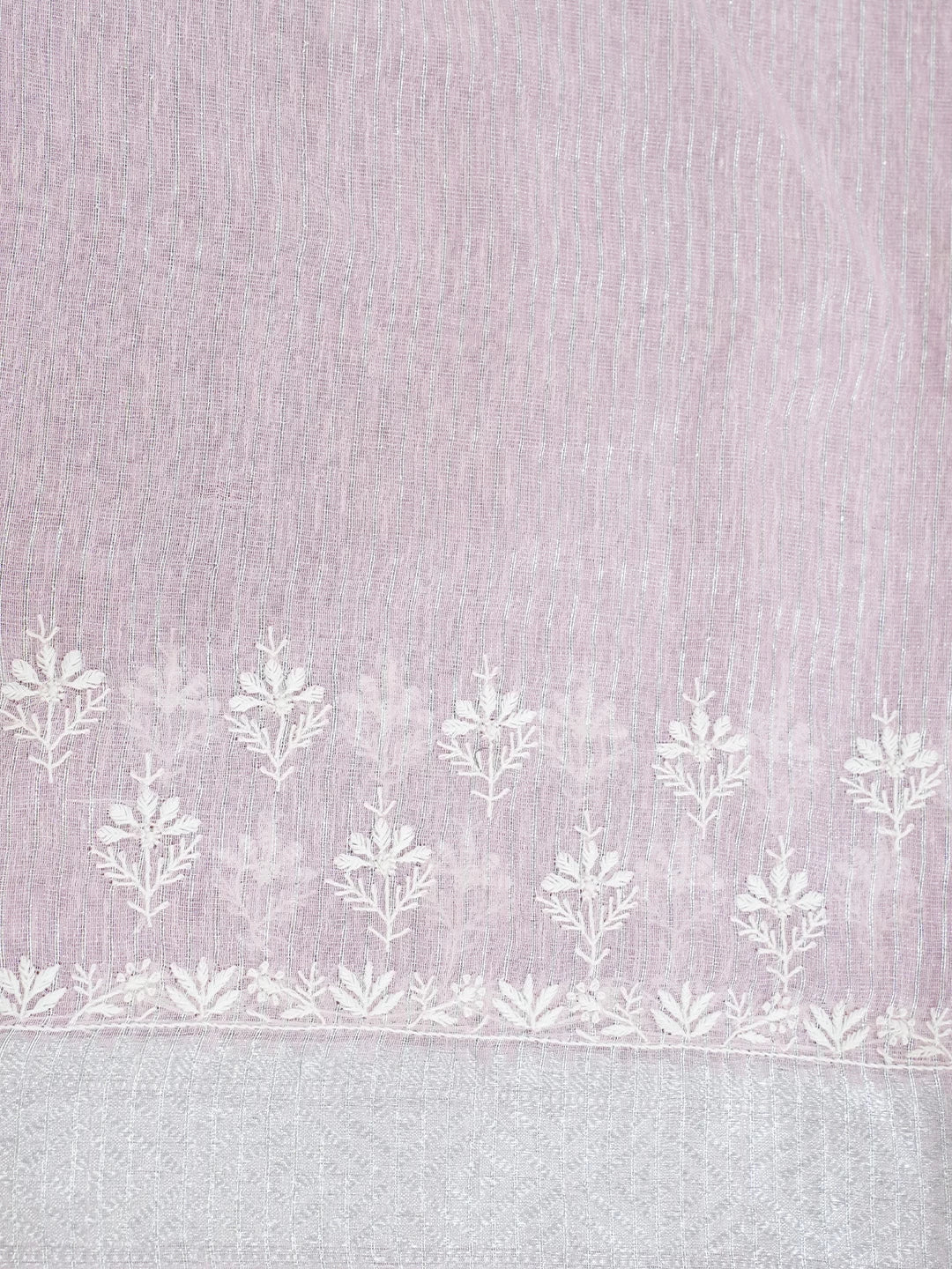 Ada Hand Embroidered Flamingo Pink Tissue Lucknowi Chikankari Saree With Blouse 01A526533