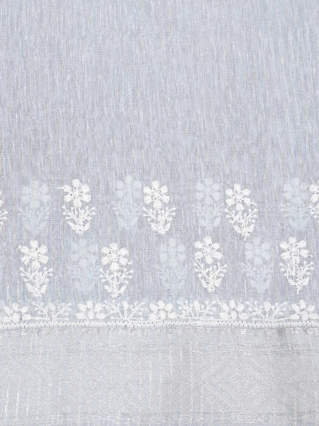Ada Hand Embroidered Powder Blue Tissue Lucknowi Chikankari Saree With Blouse 01A526555