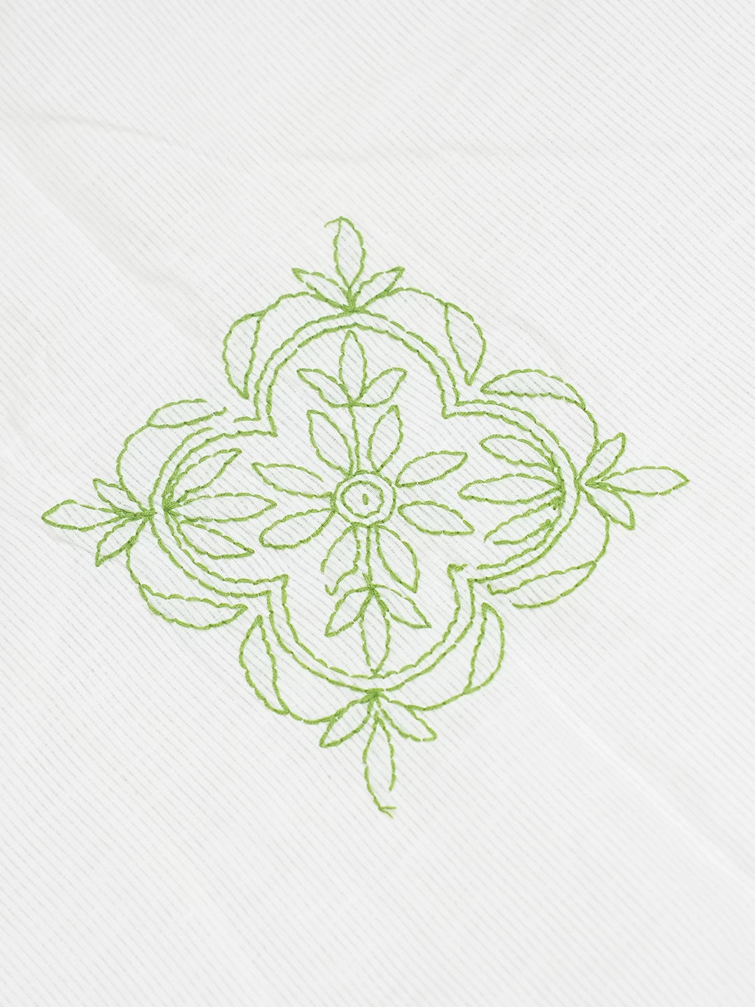 Ada Hand Embroidered White Cotton Lucknowi Chikankari Bed Sheet With Pillow And Cushion Cover Set 01A534139