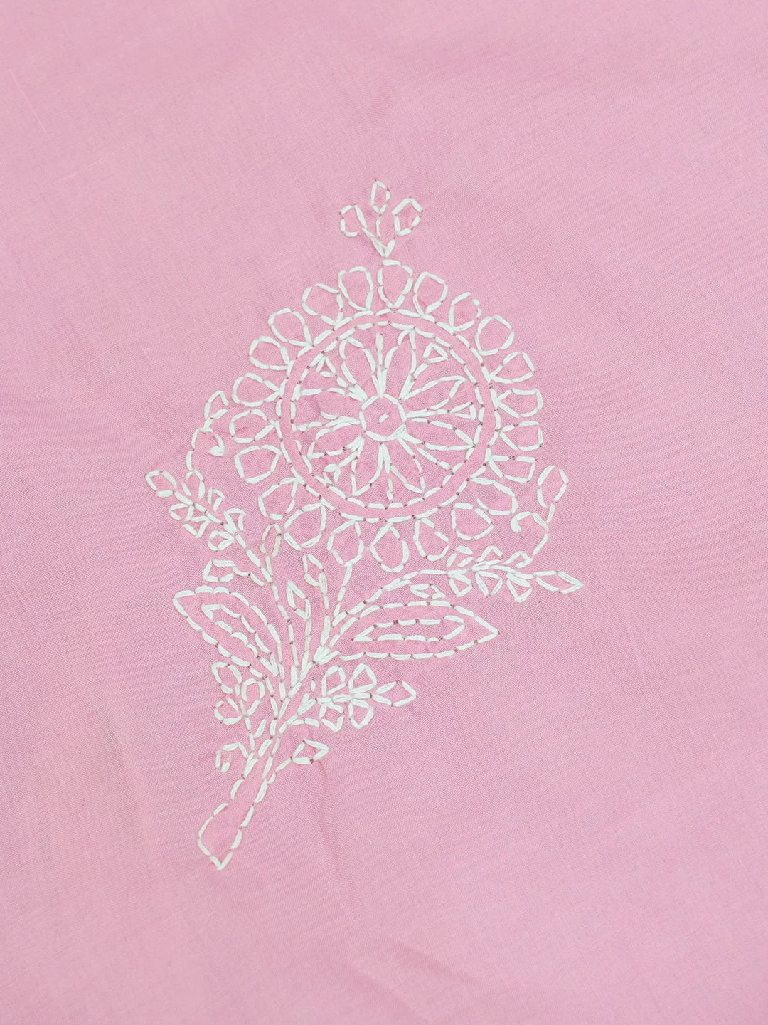 Ada Hand Embroidered Pink Cotton Lucknowi Chikankari Bed Sheet With Pillow Cover Set 01A376929