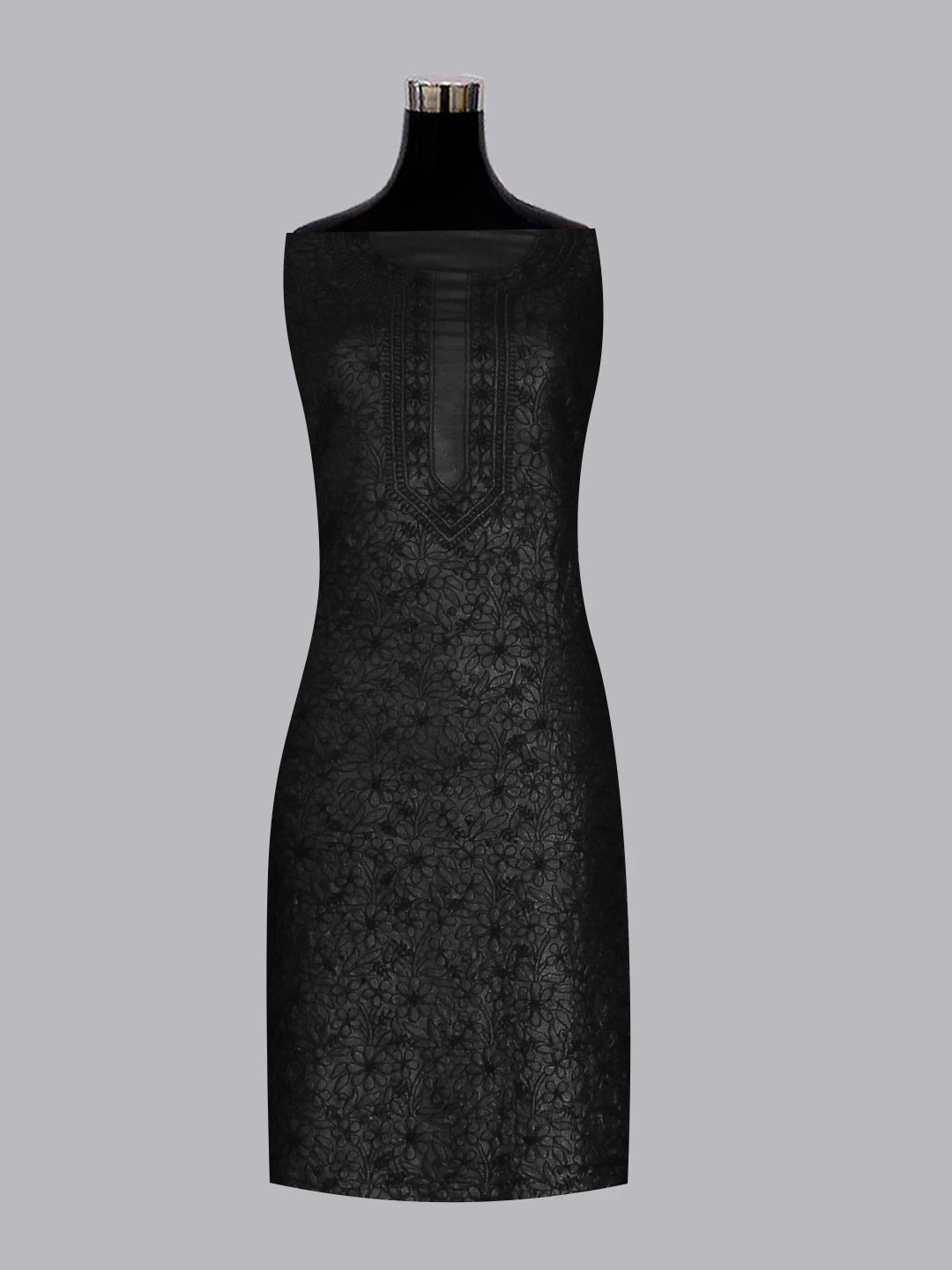 Ada Hand Embroidered Black Silk Lucknowi Chikankari Unstitched Suit Piece 01A529666