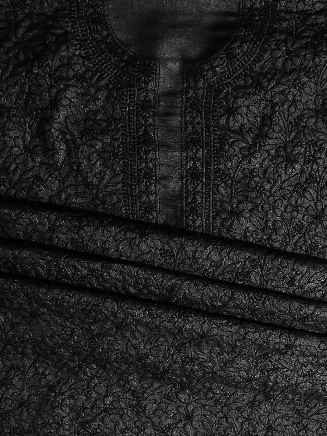Ada Hand Embroidered Black Silk Lucknowi Chikankari Unstitched Suit Piece 01A529666