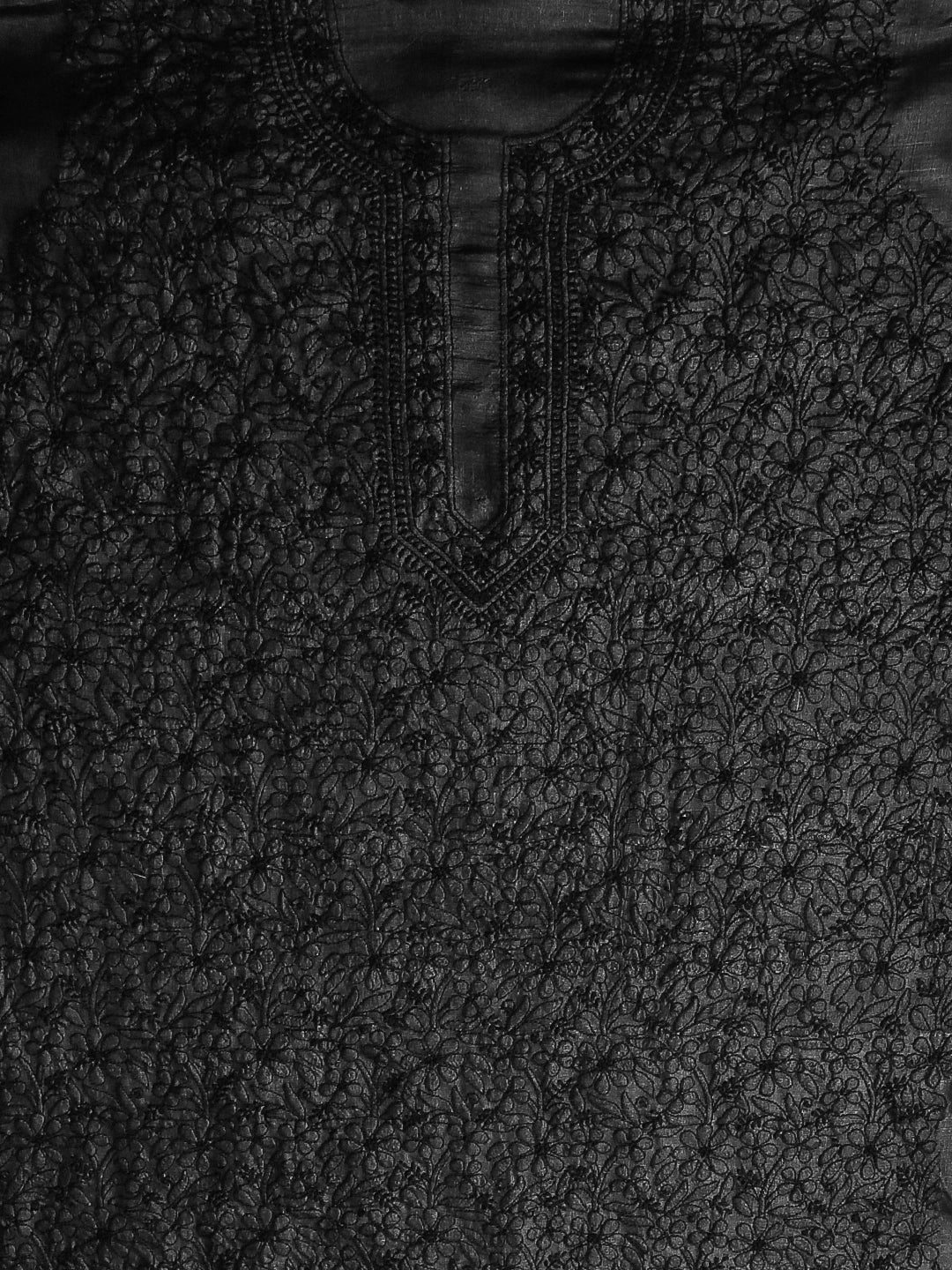 Ada Hand Embroidered Black Silk Lucknowi Chikankari Unstitched Suit Piece 01A529666