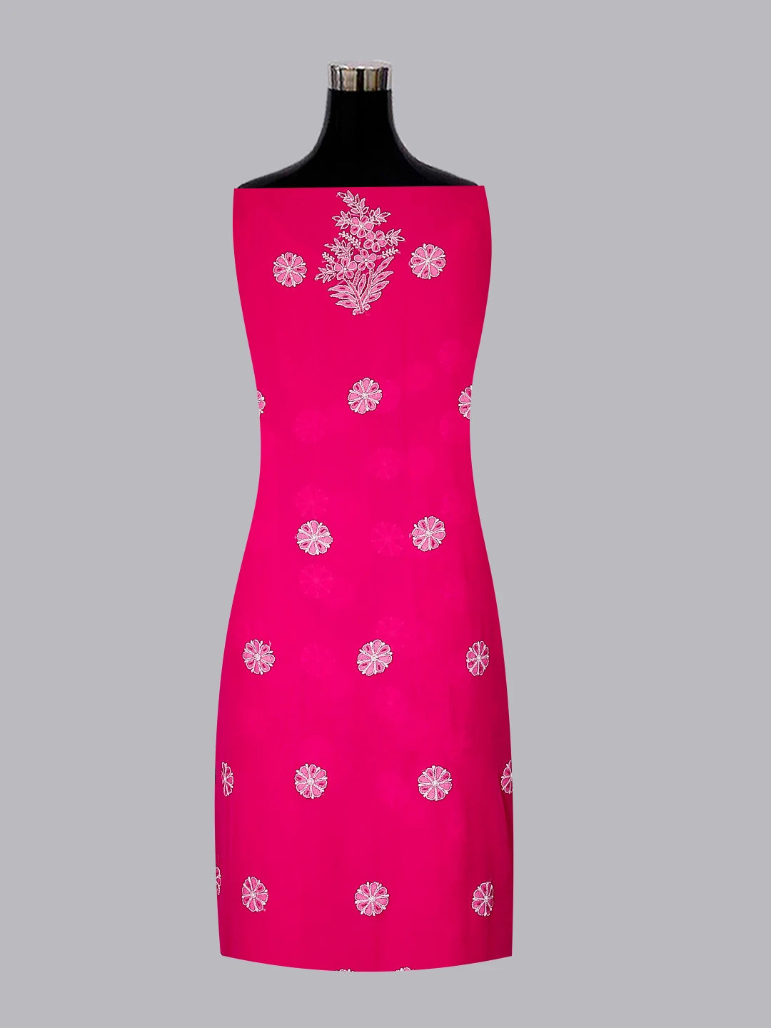 Ada Hand Embroidered Magenta Georgette Lucknowi Chikankari Unstitched Suit Piece With Pearl Work 01A536025
