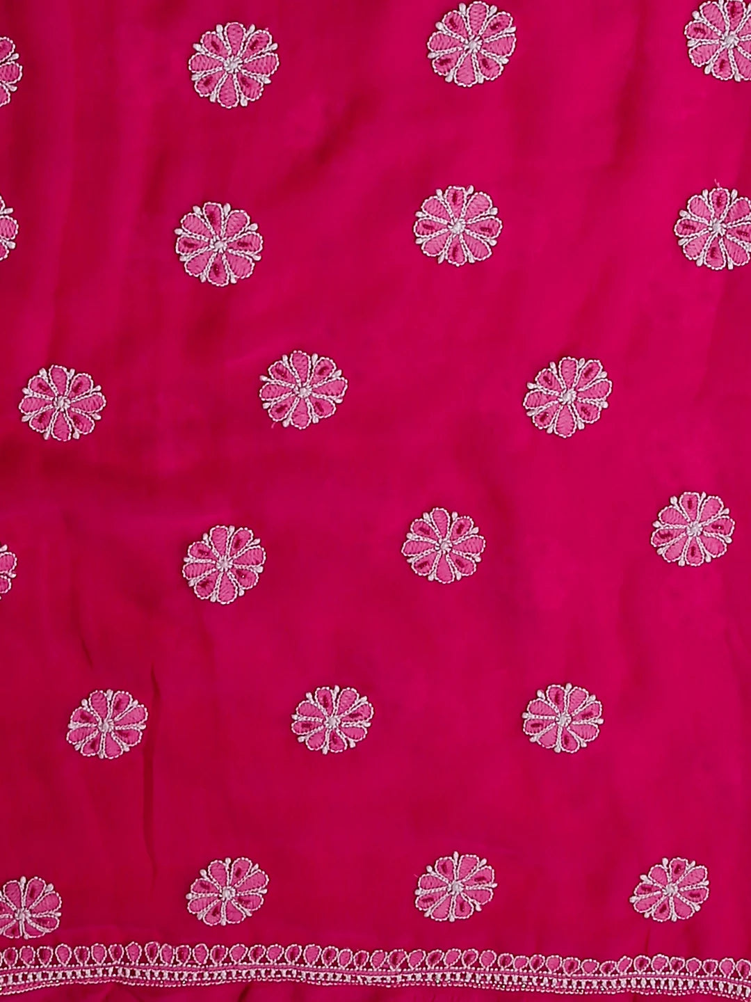 Ada Hand Embroidered Magenta Georgette Lucknowi Chikankari Unstitched Suit Piece With Pearl Work 01A536025