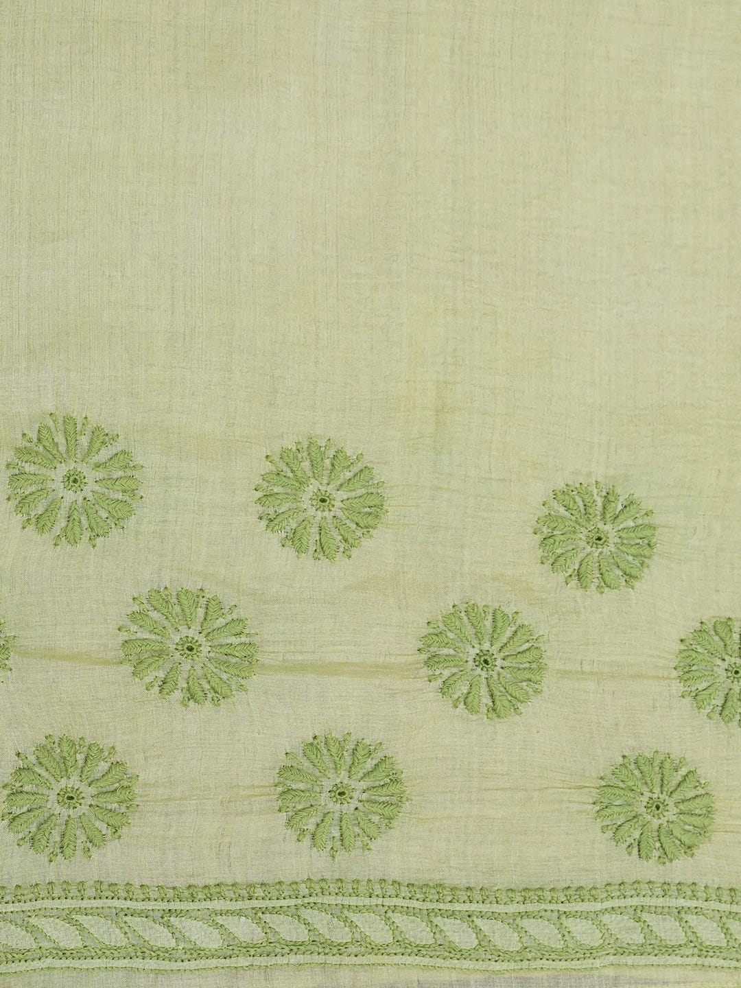 Ada Hand Embroidered Lime Green Silk Lucknowi Chikankari Saree With Blouse 01A527197