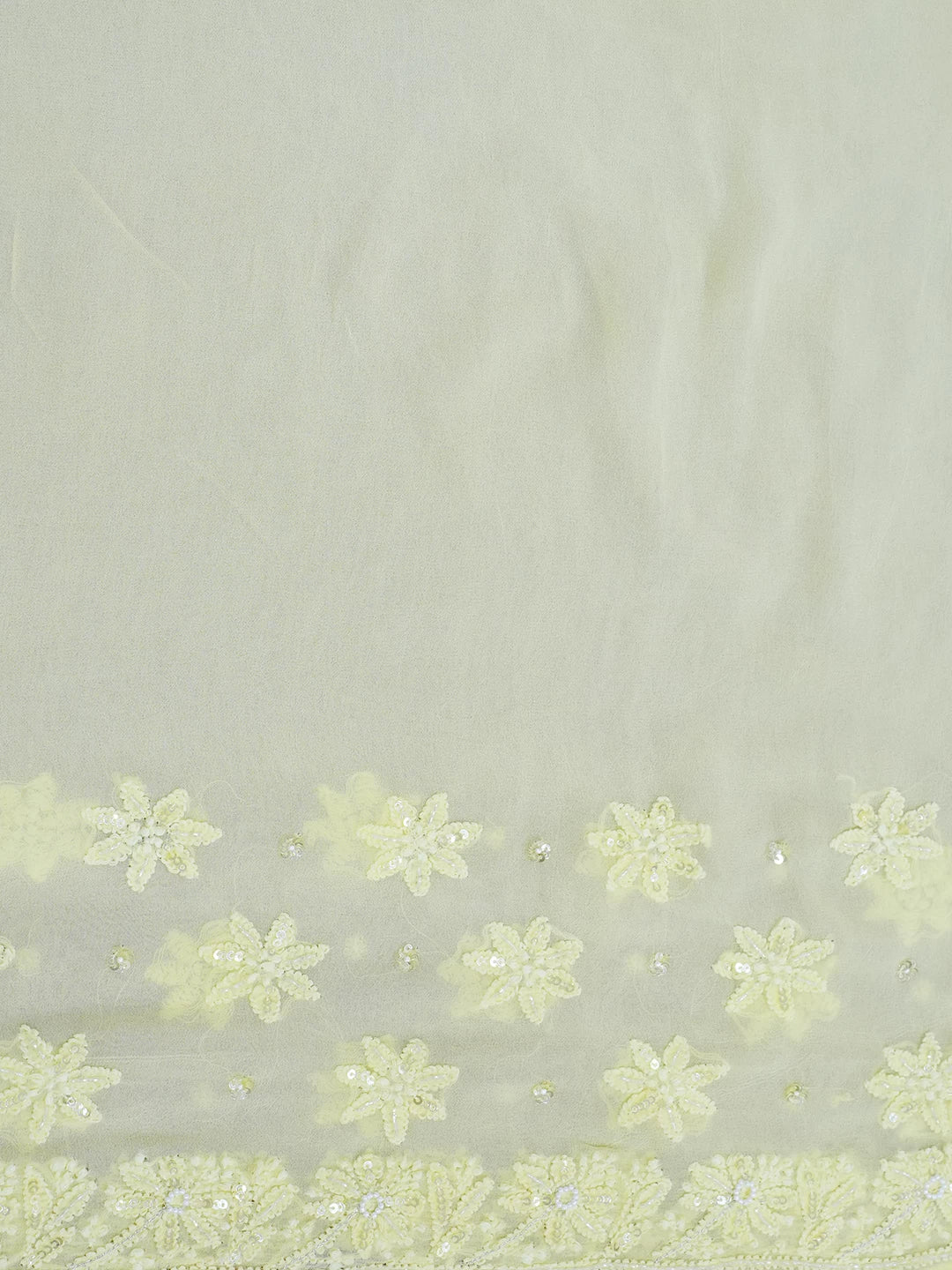 Ada Hand Embroidered Lemon Viscose Georgette Lucknowi Chikankari Saree/Blouse With Sequinned Work 01A454382