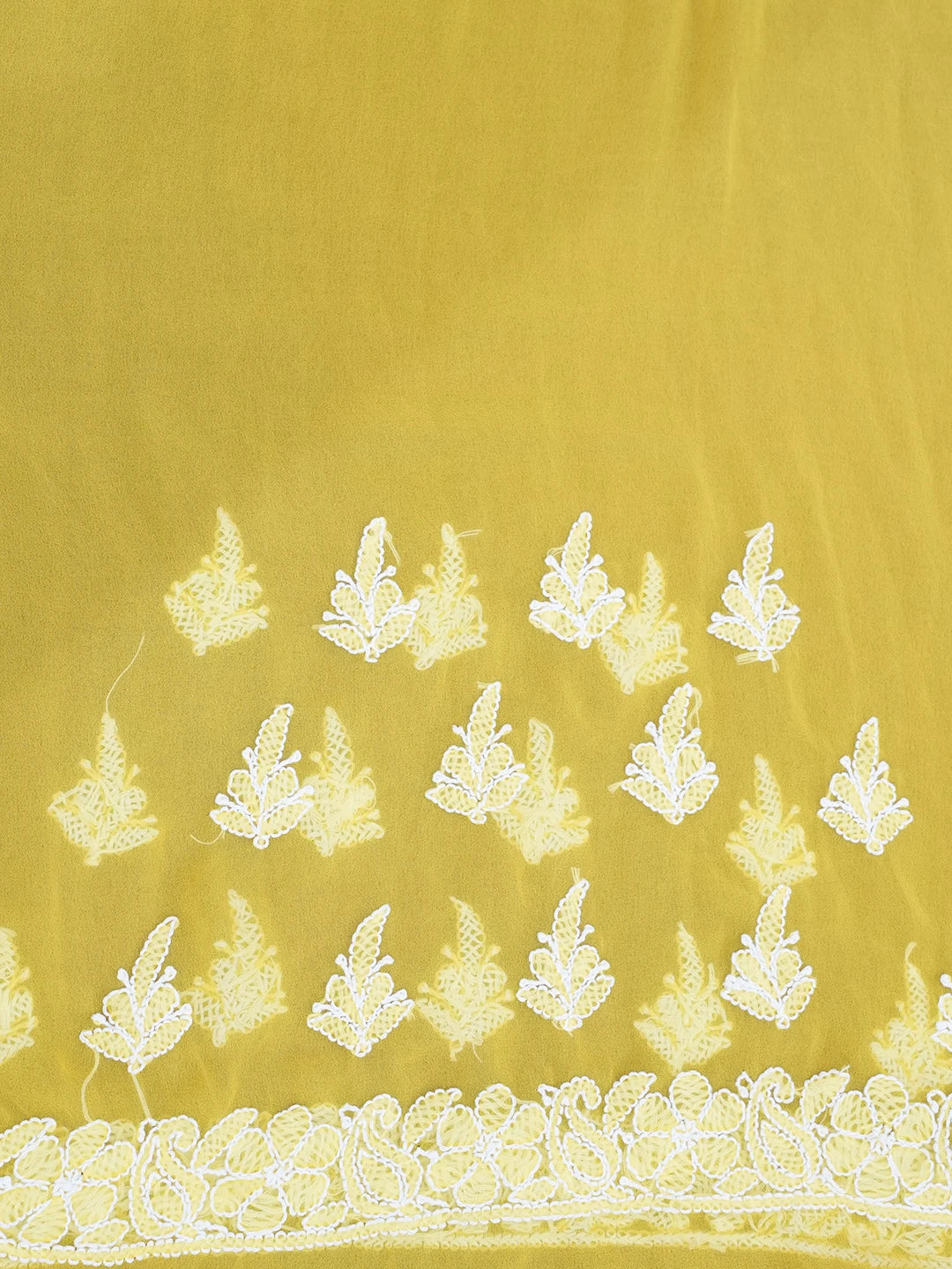 Ada Hand Embroidered Yellow Georgette Lucknowi Chikankari Saree with Blouse 01A417165
