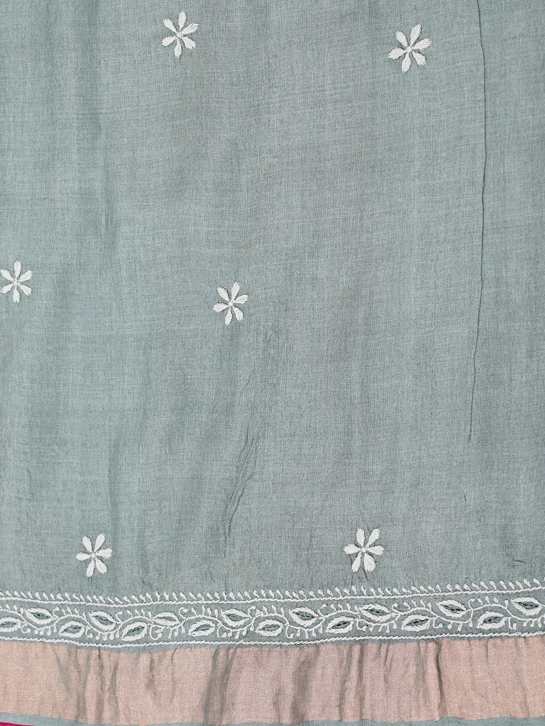 Ada Hand Embroidered Pine Green Silk Lucknowi Chikankari Saree with Blouse 01A470281