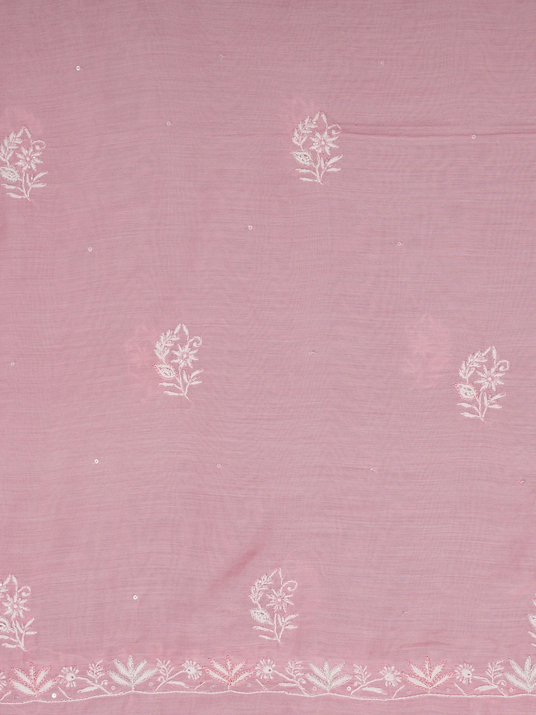 Ada Hand Embroidered Pink Muslin Lucknowi Chikankari Unstitched Suit Piece With Sequinned Work 01A488127