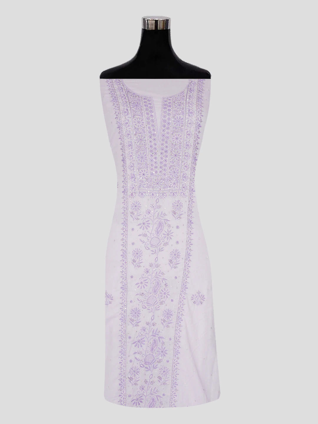 Ada Hand Embroidered Mauve Cotton Lucknowi Chikankari Unstitched Suit Piece with Sequinned Work 01A409530