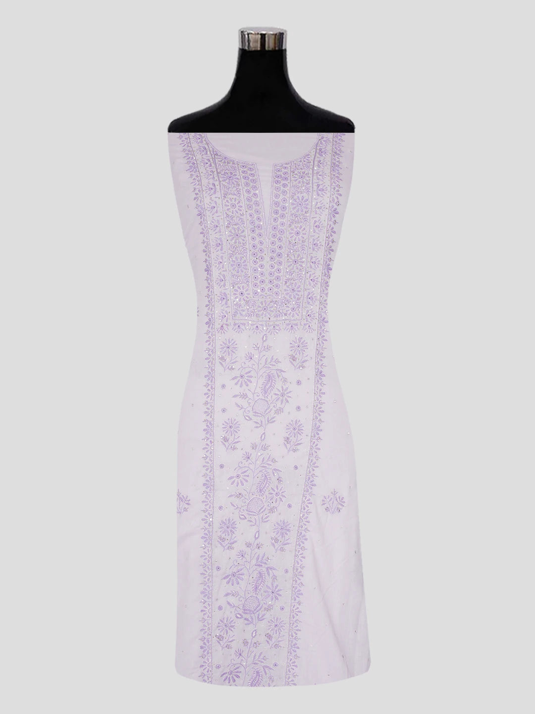 Ada Hand Embroidered Mauve Cotton Lucknowi Chikankari Unstitched Suit Piece with Sequinned Work 01A409530