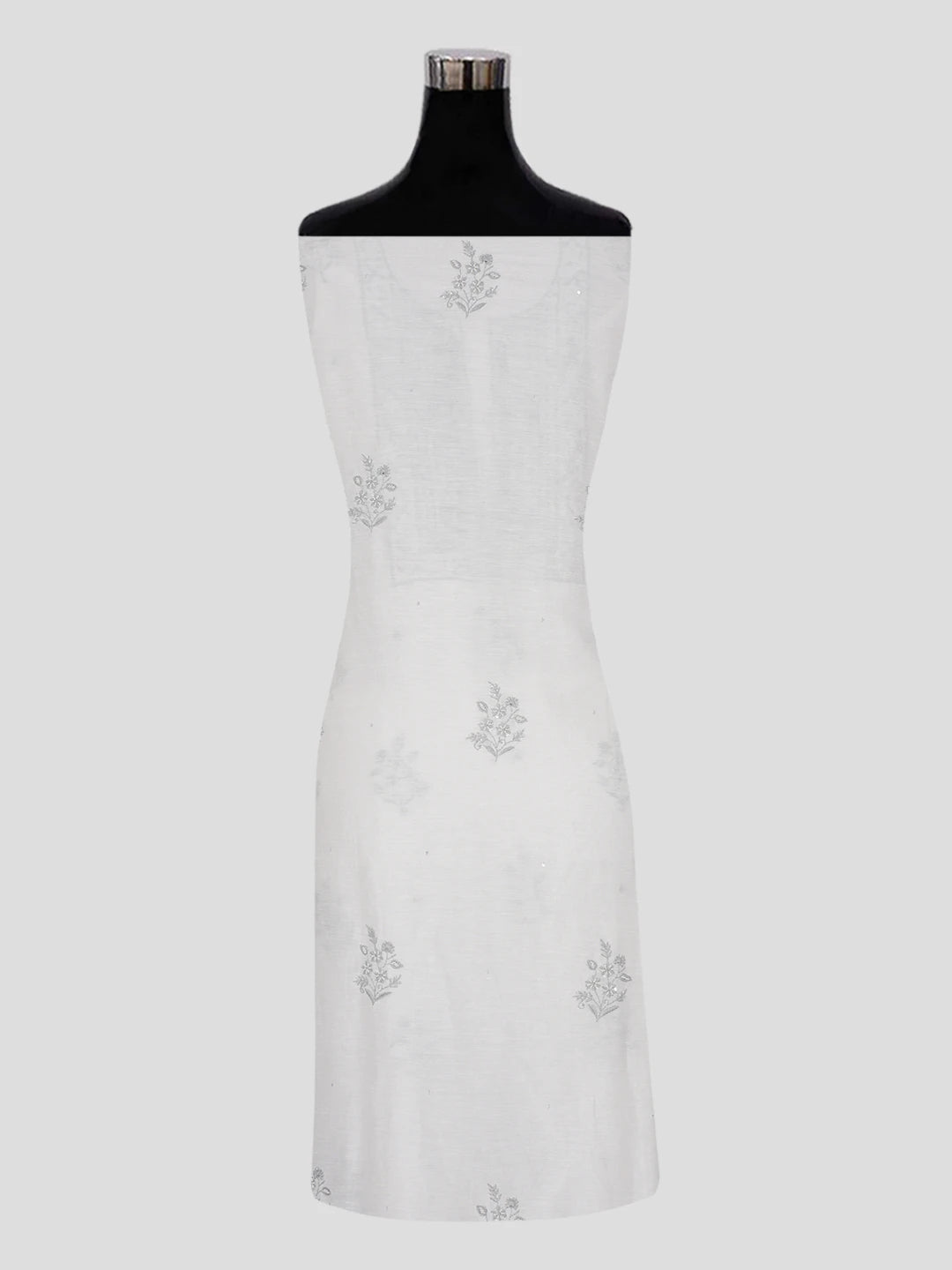 Ada Hand Embroidered White Chanderi Lucknowi Chikankari Unstitched Suit Piece with Pearl Work 01A502499
