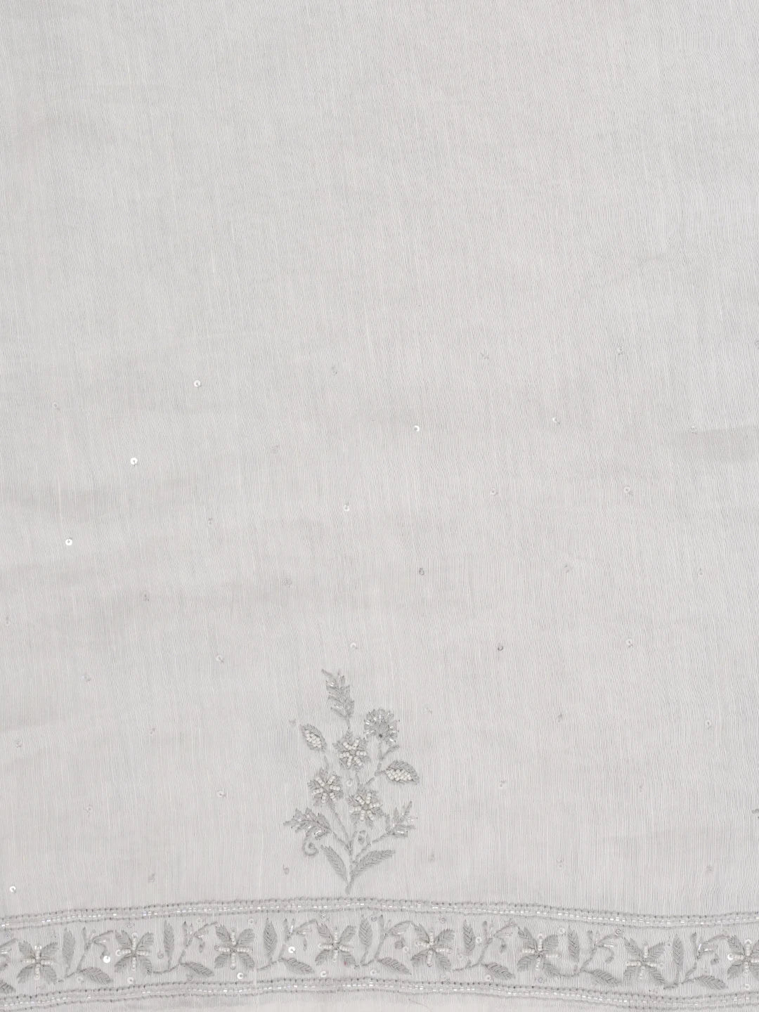 Ada Hand Embroidered White Chanderi Lucknowi Chikankari Unstitched Suit Piece with Pearl Work 01A502499