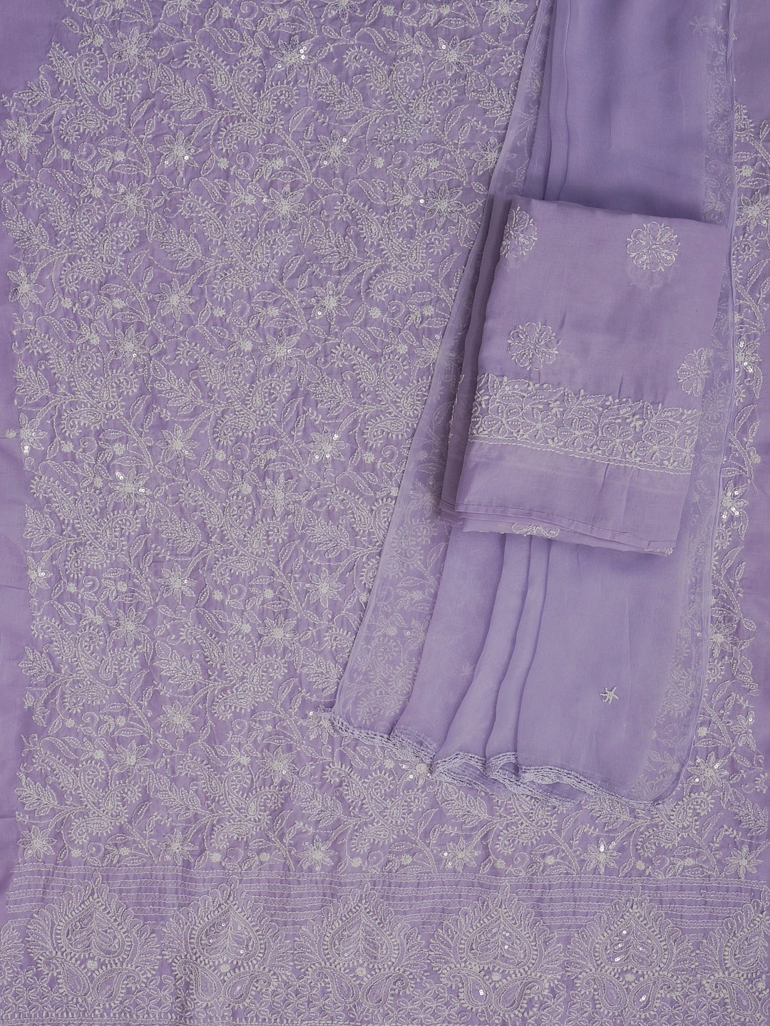Ada Hand Embroidered Mauve  Cotton Lucknowi Chikankari Unstitched Suit Piece 01A513678