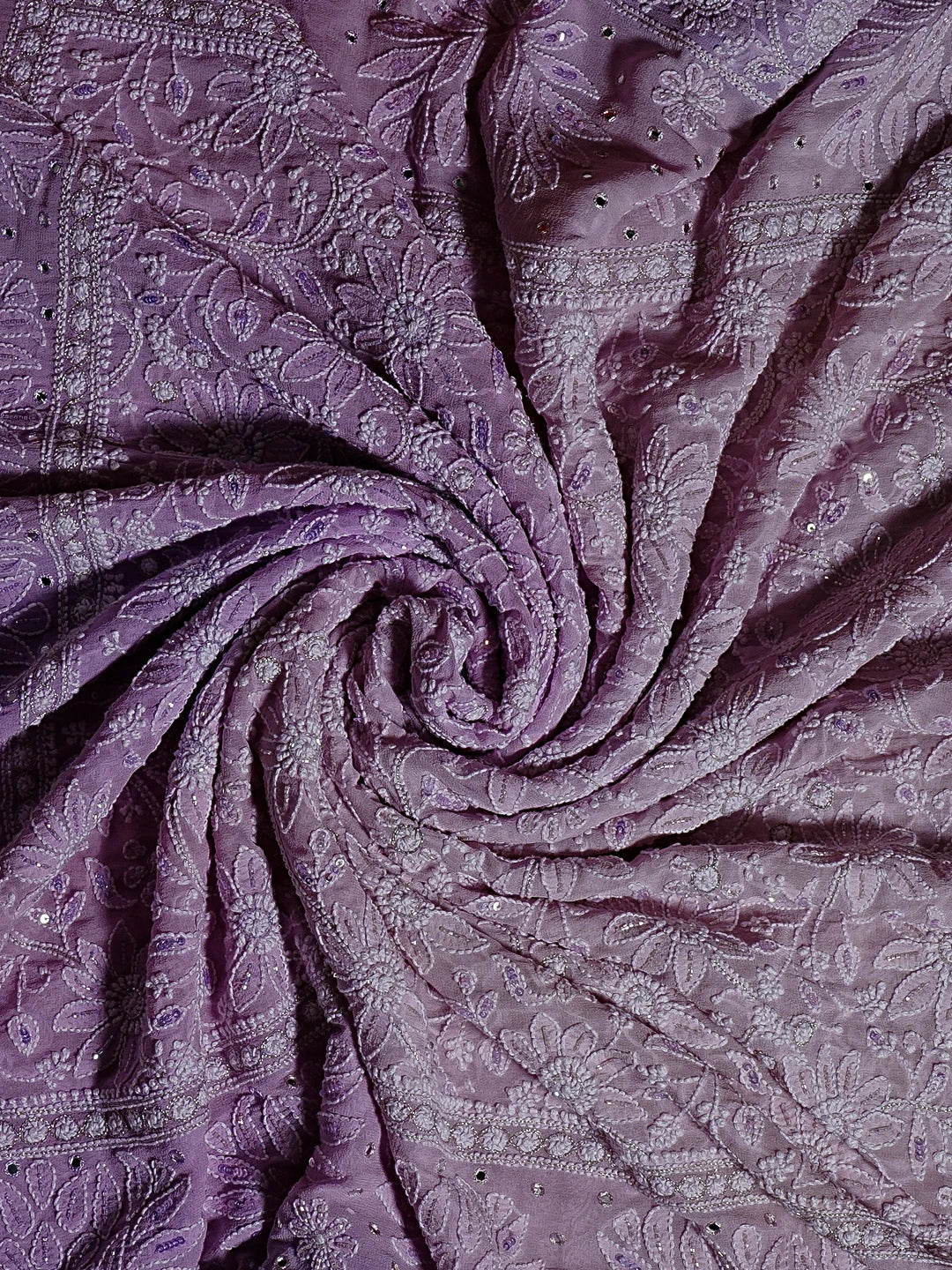 Ada Hand Embroidered Opera Mauve  Pure Georgette Lucknowi Chikankari Dupatta With Cutdana Work 01A77782